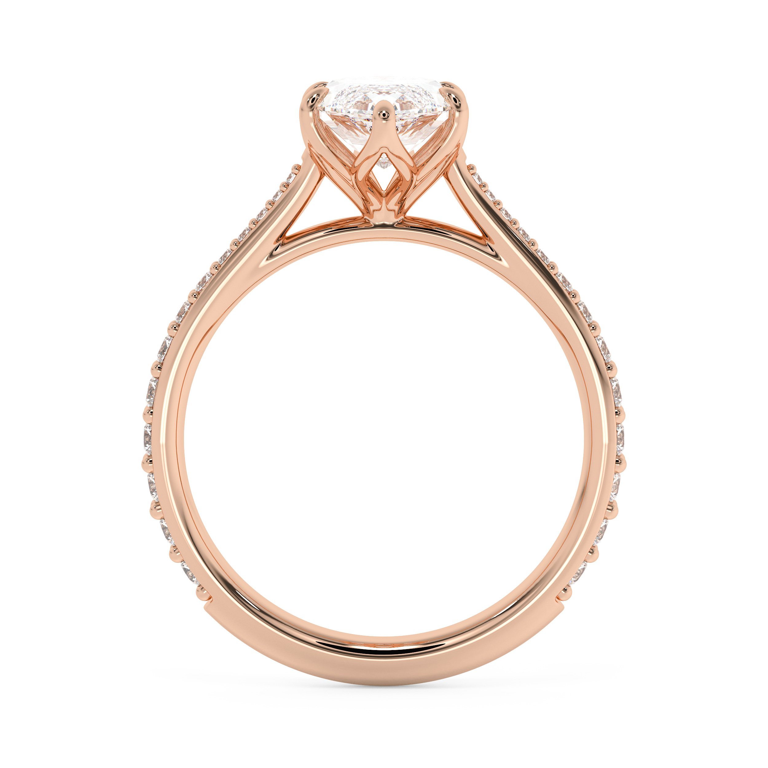 Marquise Pave Cathedral Lab Grown Diamond Engagement Ring