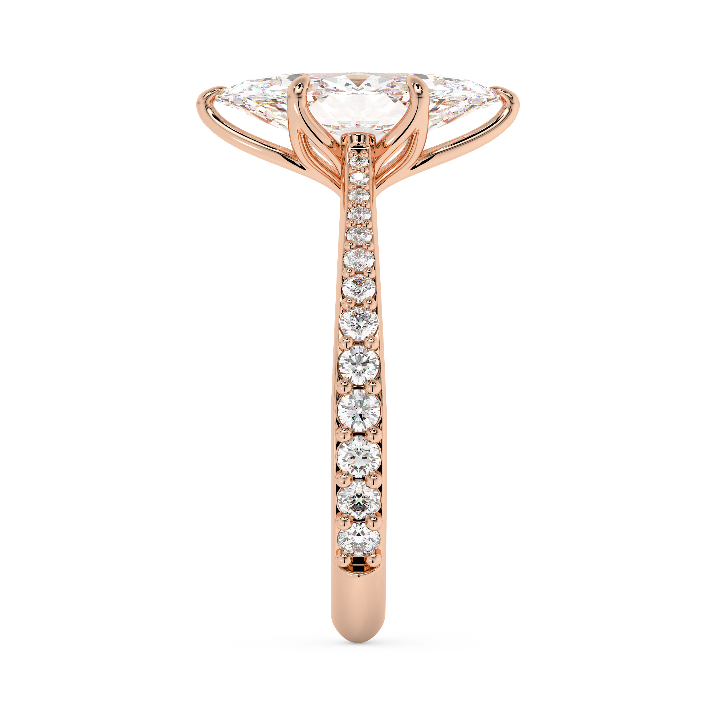 Marquise Pave Cathedral Lab Grown Diamond Engagement Ring