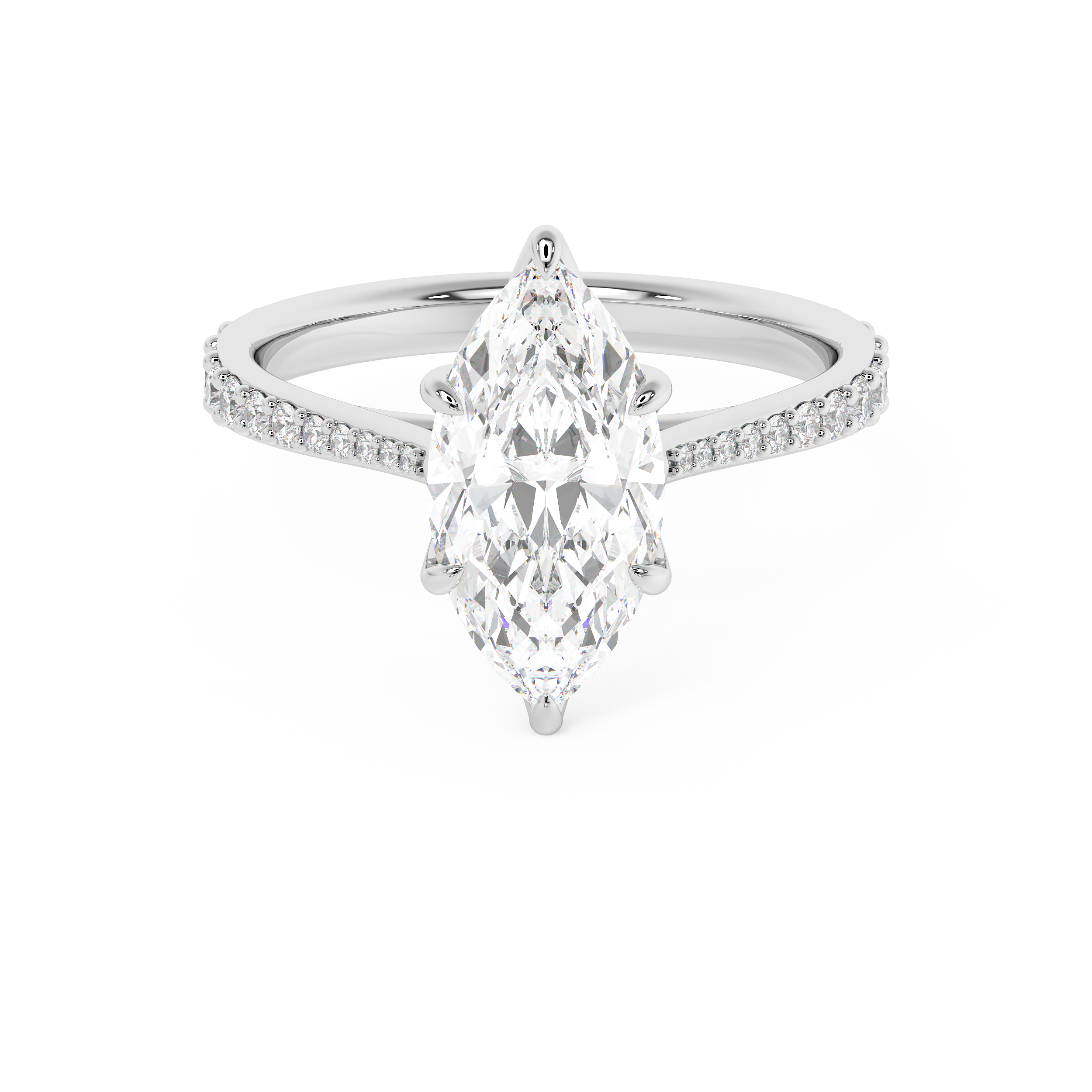 Marquise Pave Cathedral Lab Grown Diamond Engagement Ring