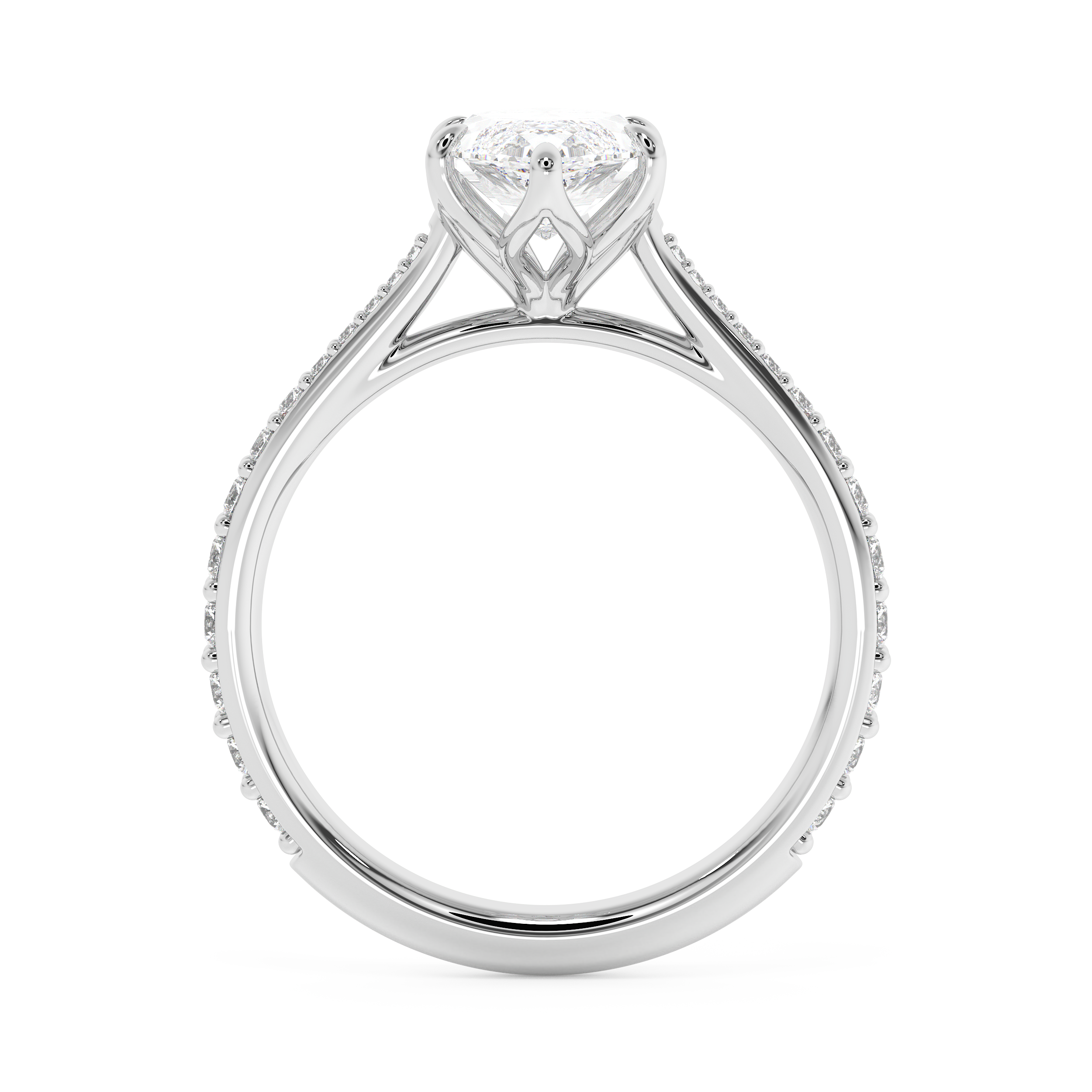 Marquise Pave Cathedral Lab Grown Diamond Engagement Ring