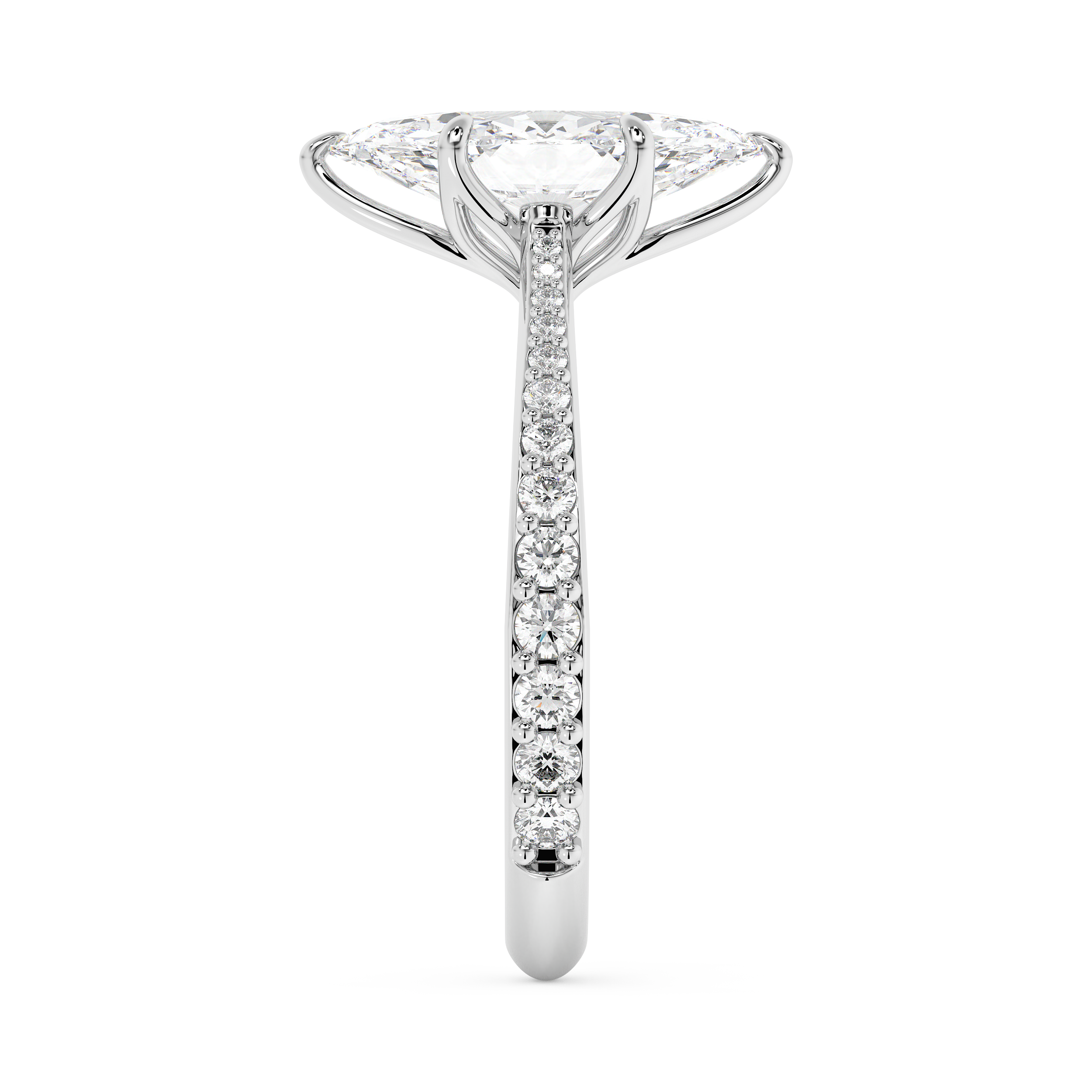 Marquise Pave Cathedral Lab Grown Diamond Engagement Ring