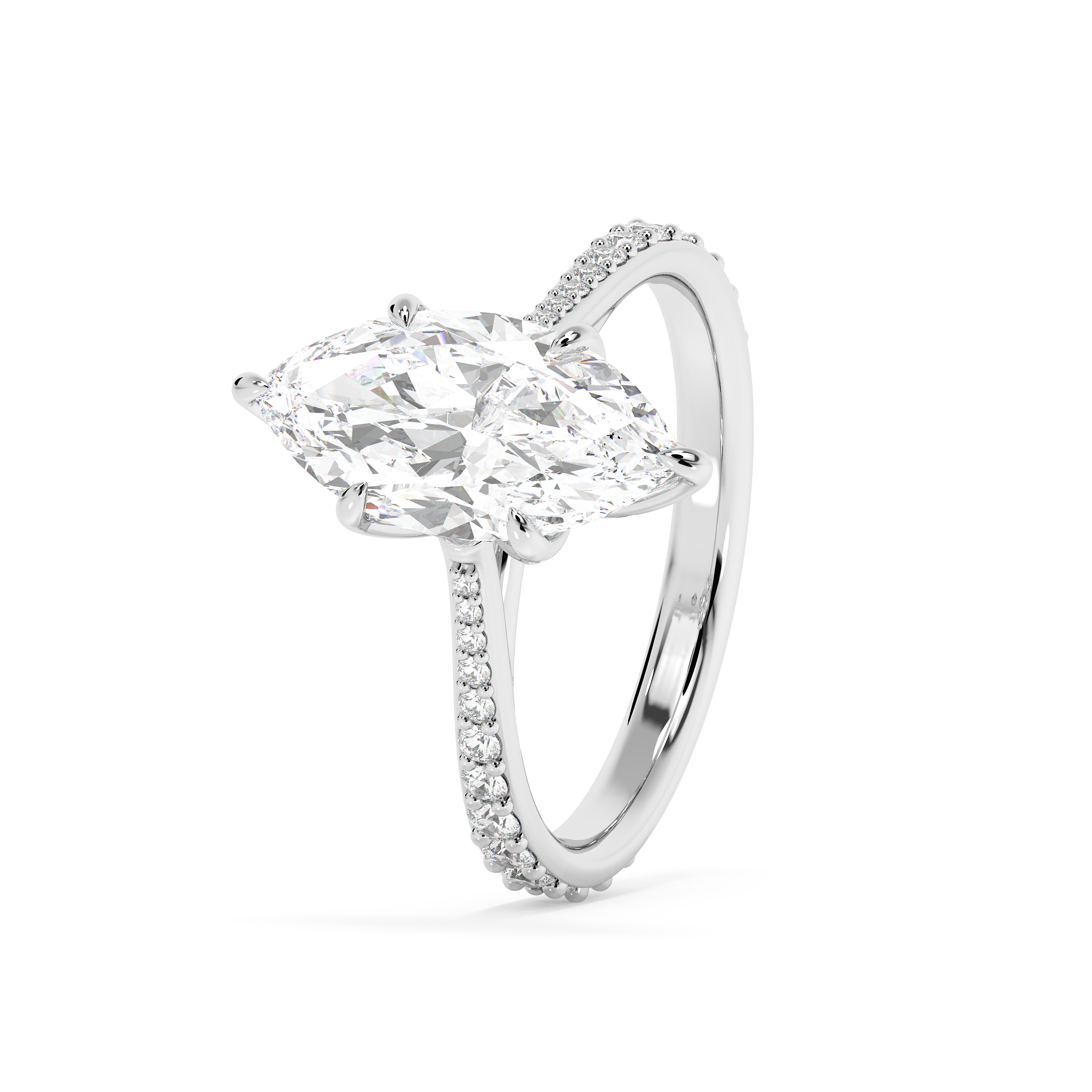 Marquise Pave Cathedral Lab Grown Diamond Engagement Ring