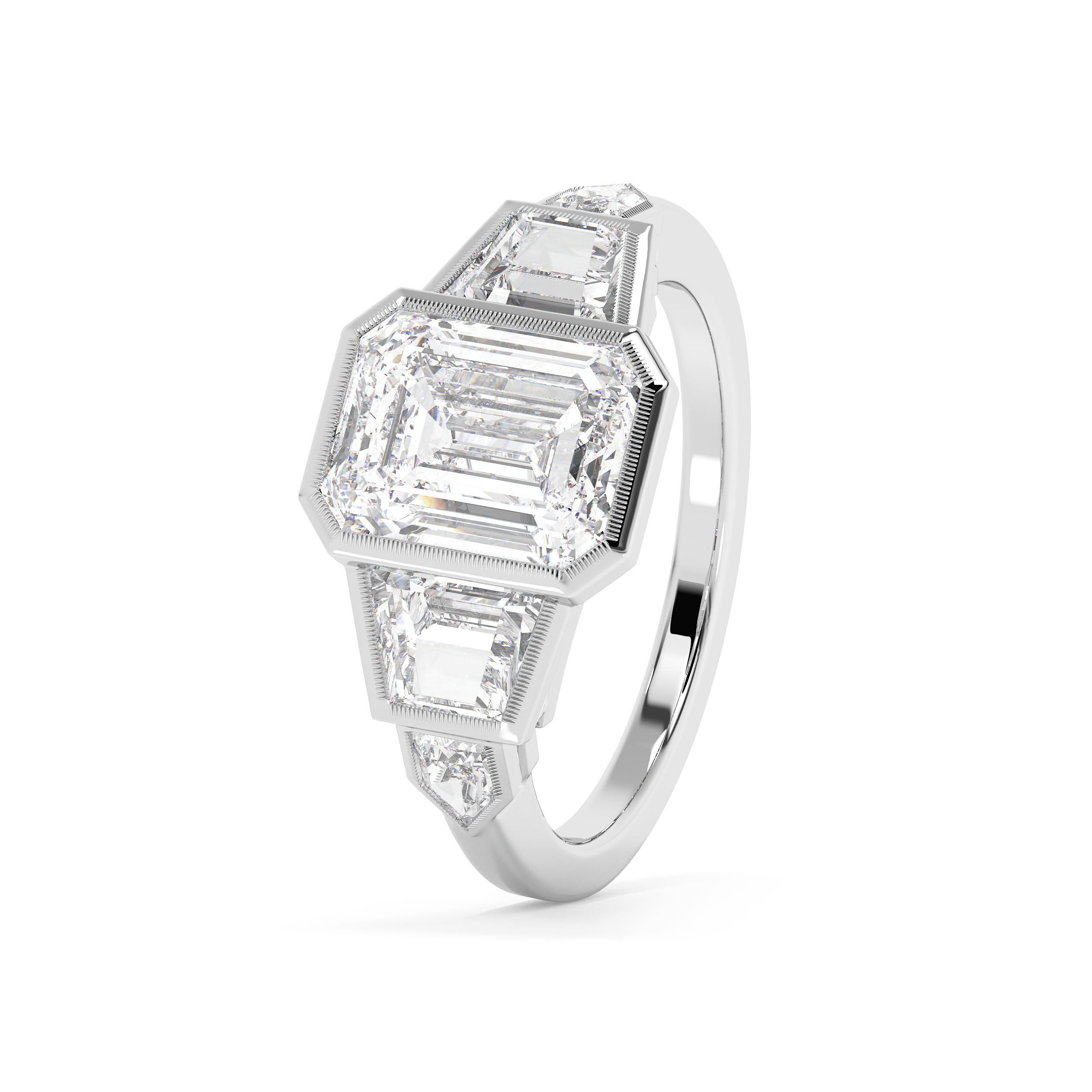 Emerald Cluster Lab Grown Diamond Engagement Ring