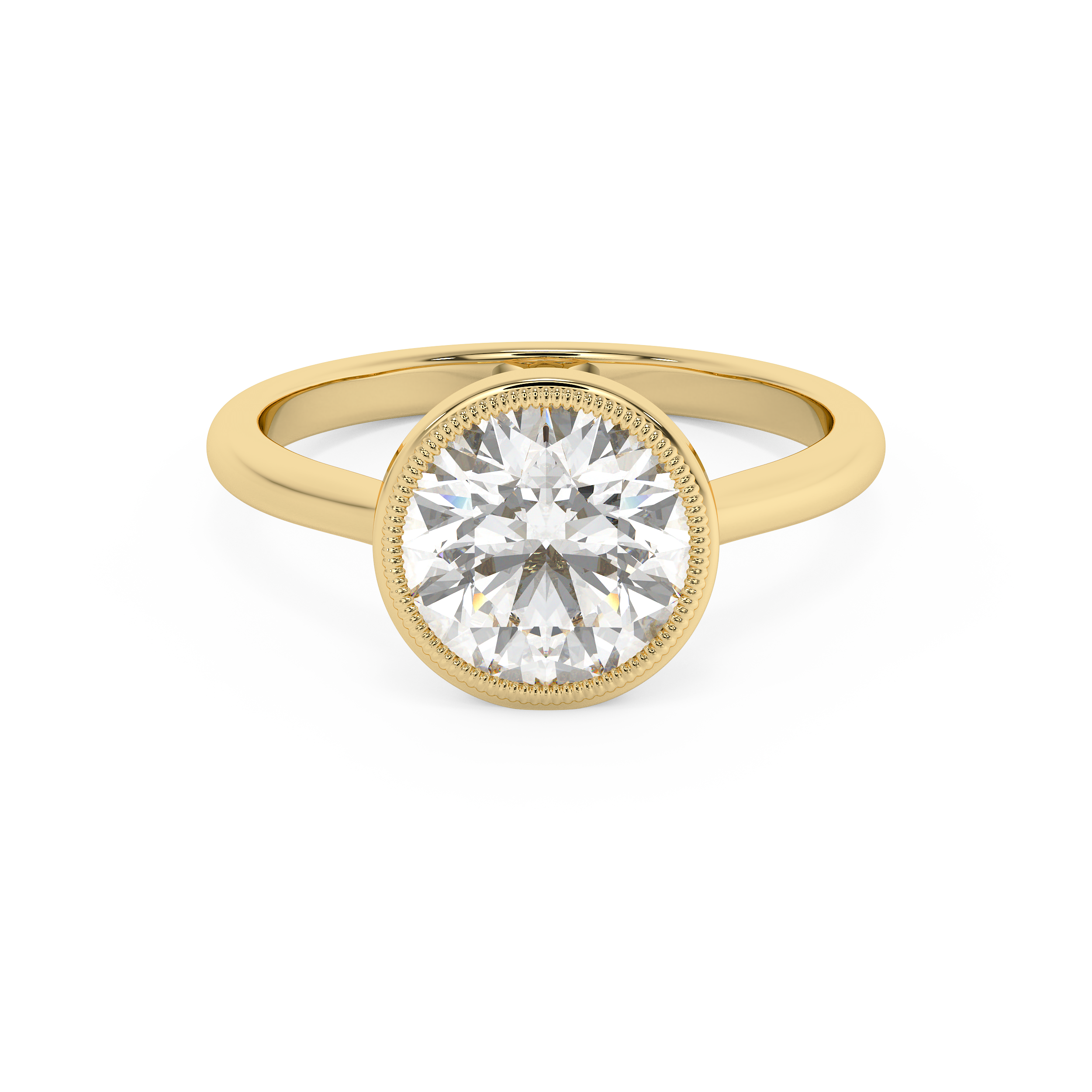 Round Full Bezel Lab Grown Diamond Engagement Ring
