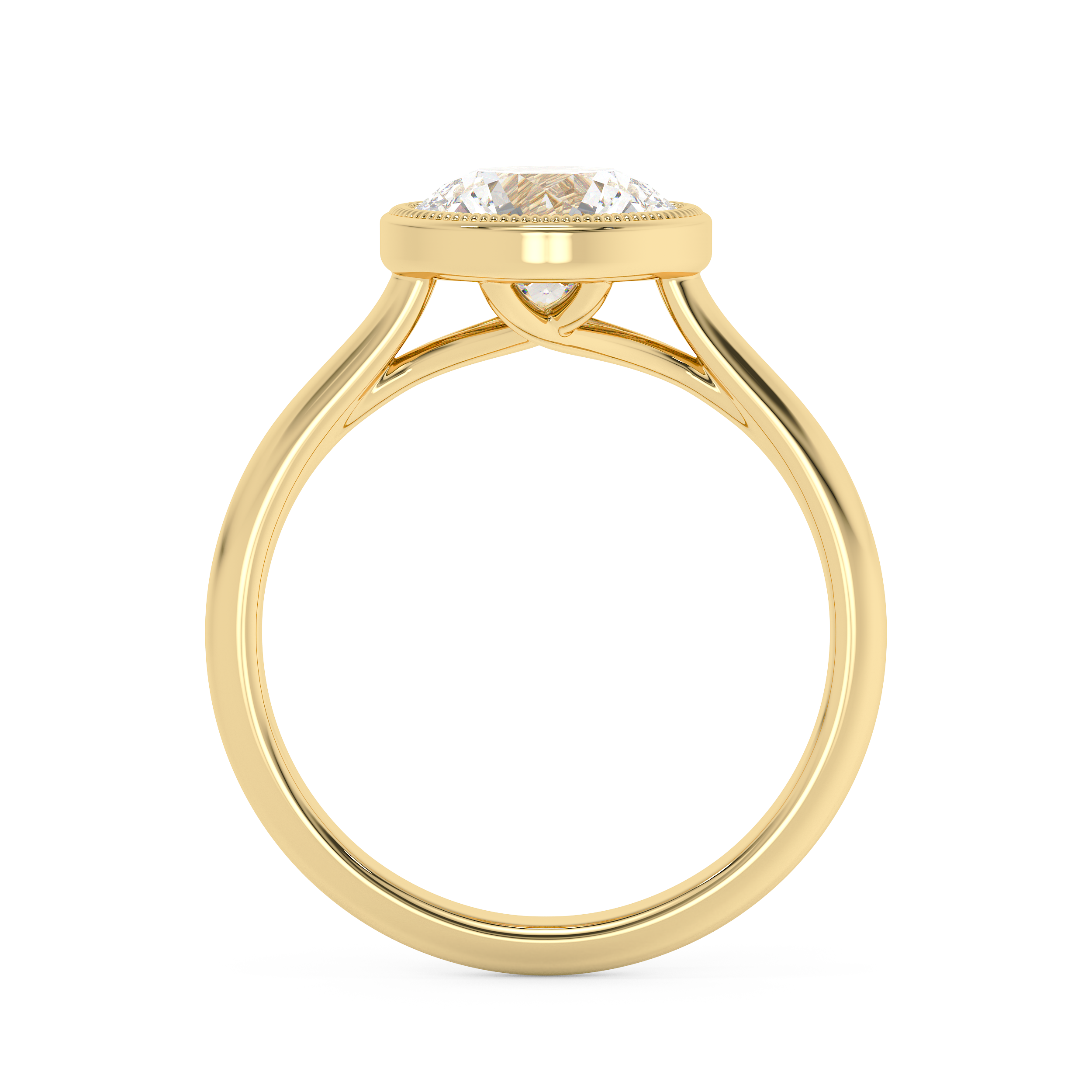 Round Full Bezel Lab Grown Diamond Engagement Ring