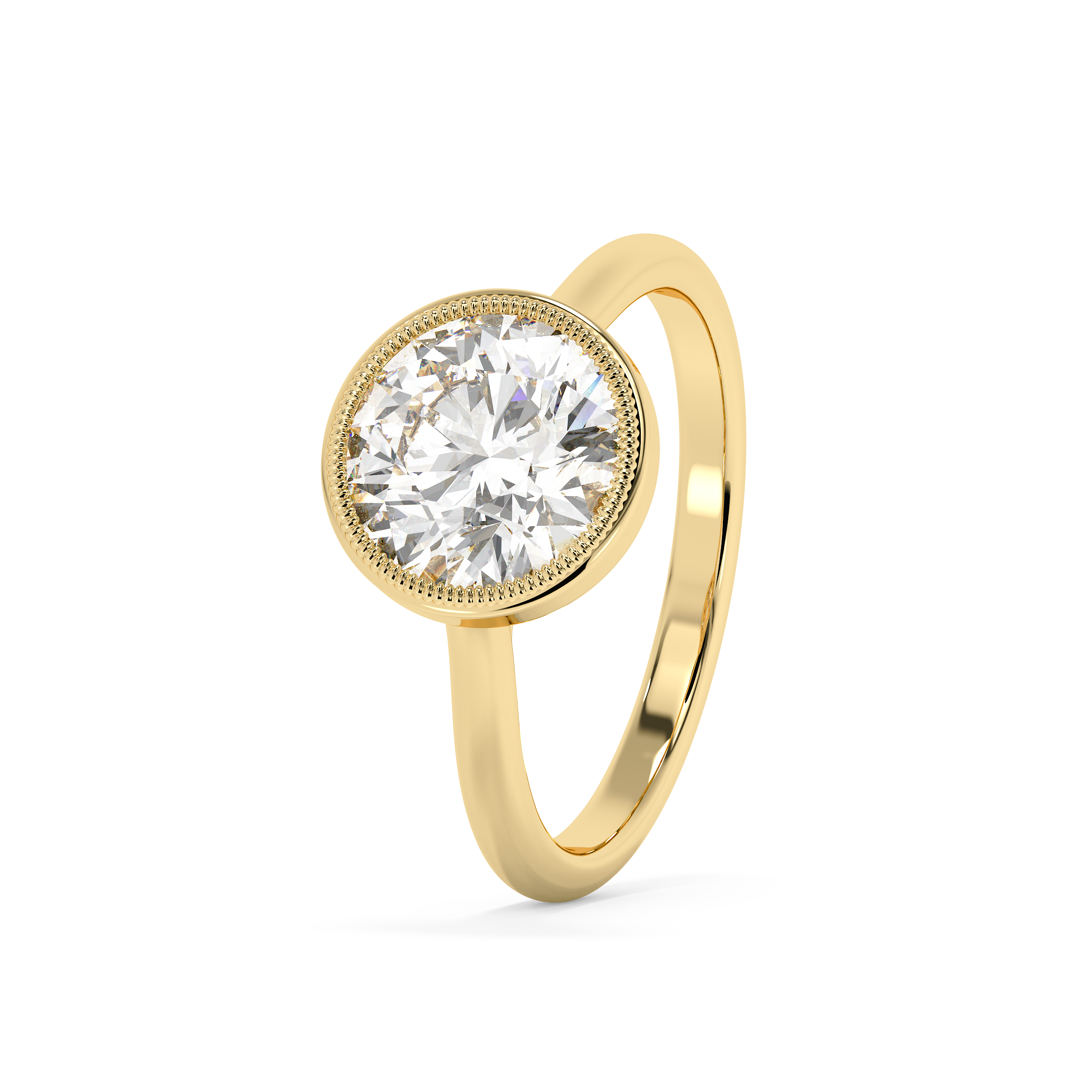 Round Full Bezel Lab Grown Diamond Engagement Ring