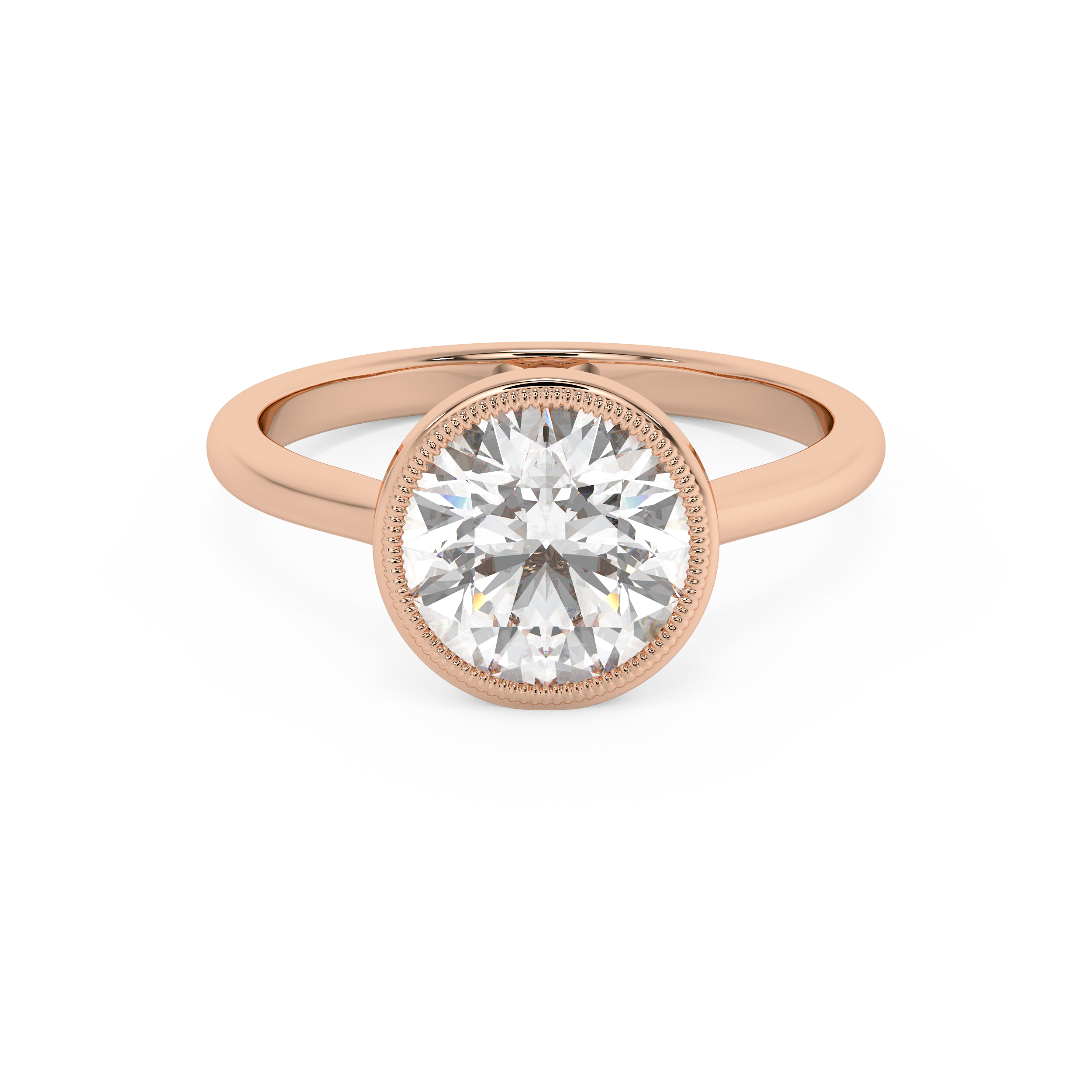 Round Full Bezel Lab Grown Diamond Engagement Ring