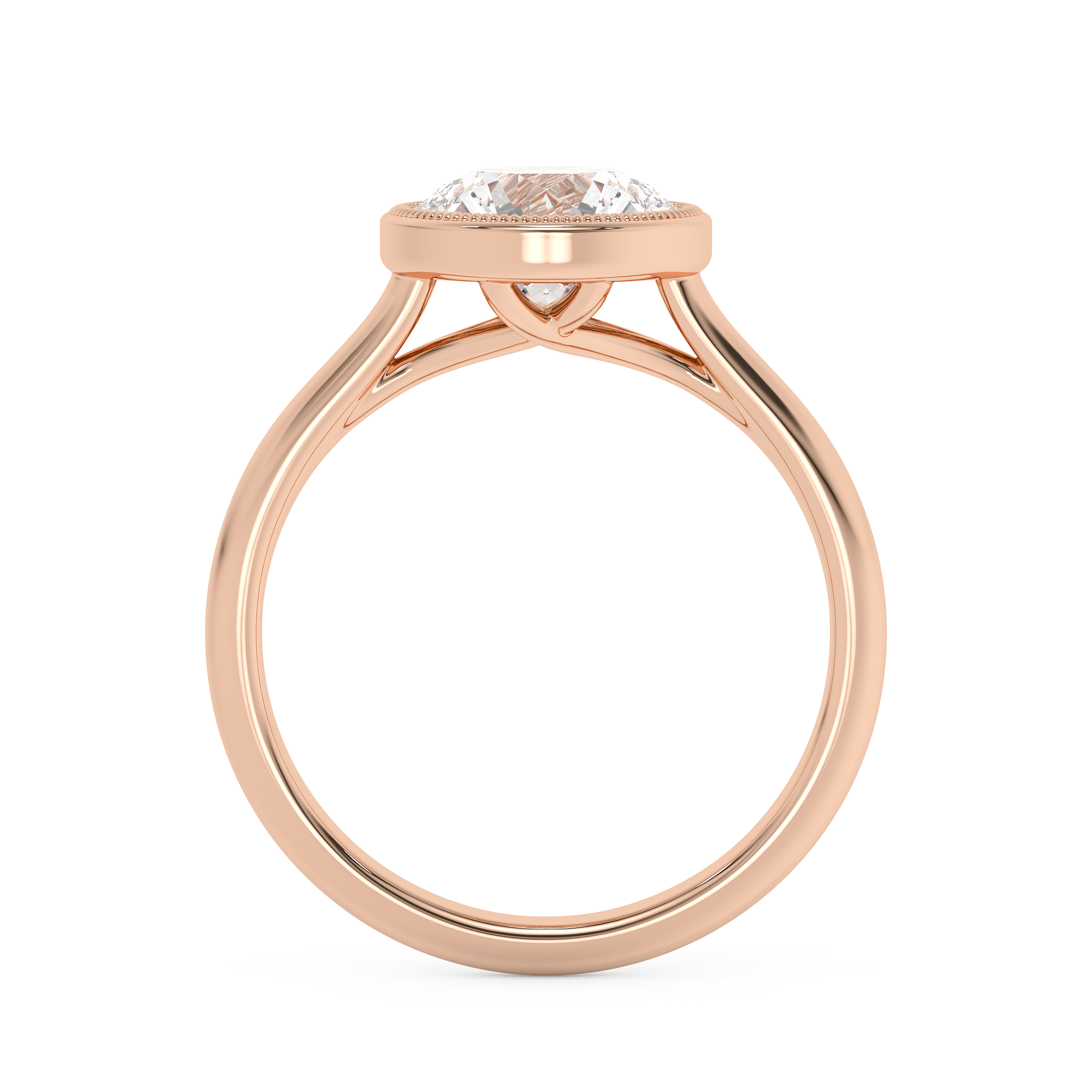 Round Full Bezel Lab Grown Diamond Engagement Ring