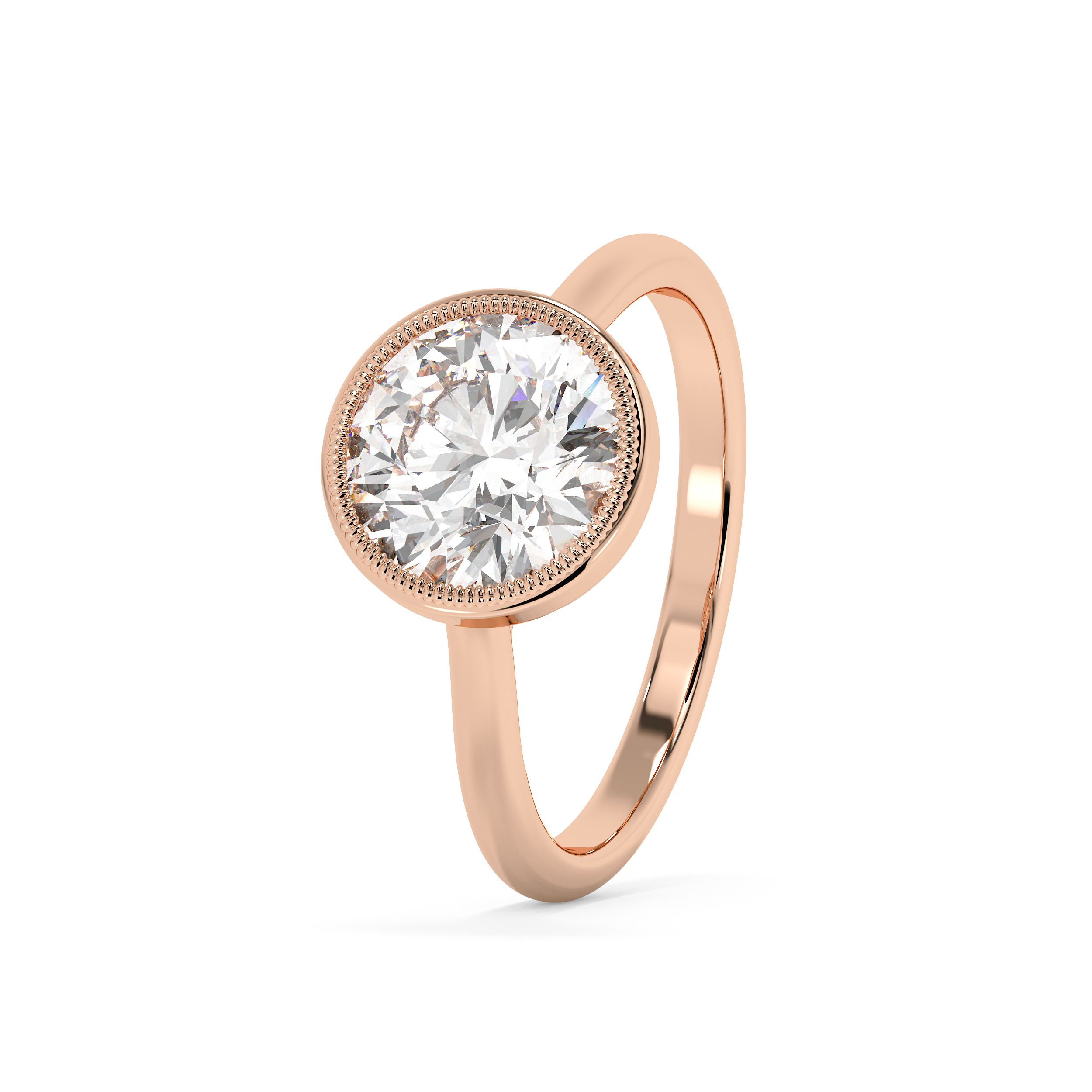 Round Full Bezel Lab Grown Diamond Engagement Ring