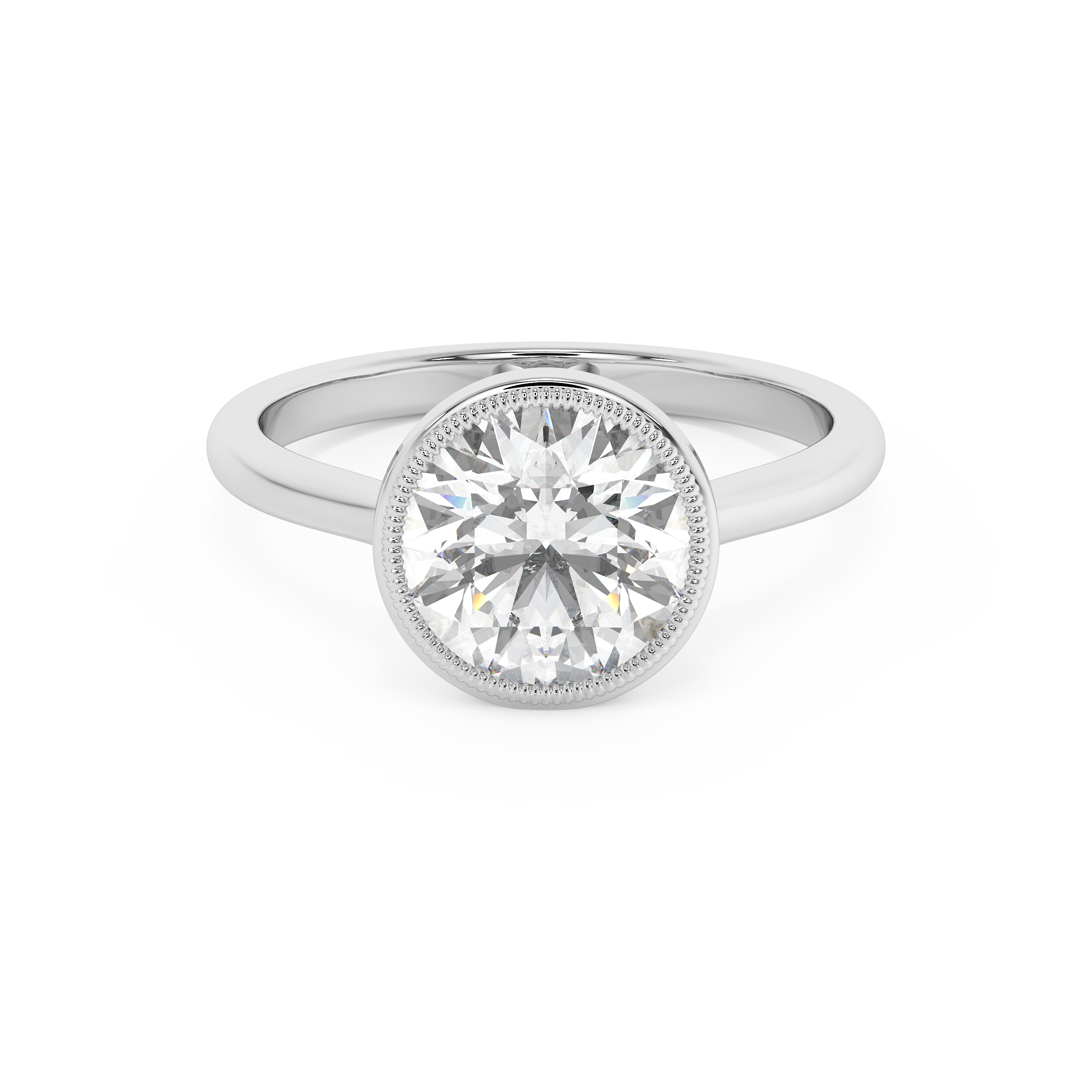 Round Full Bezel Lab Grown Diamond Engagement Ring