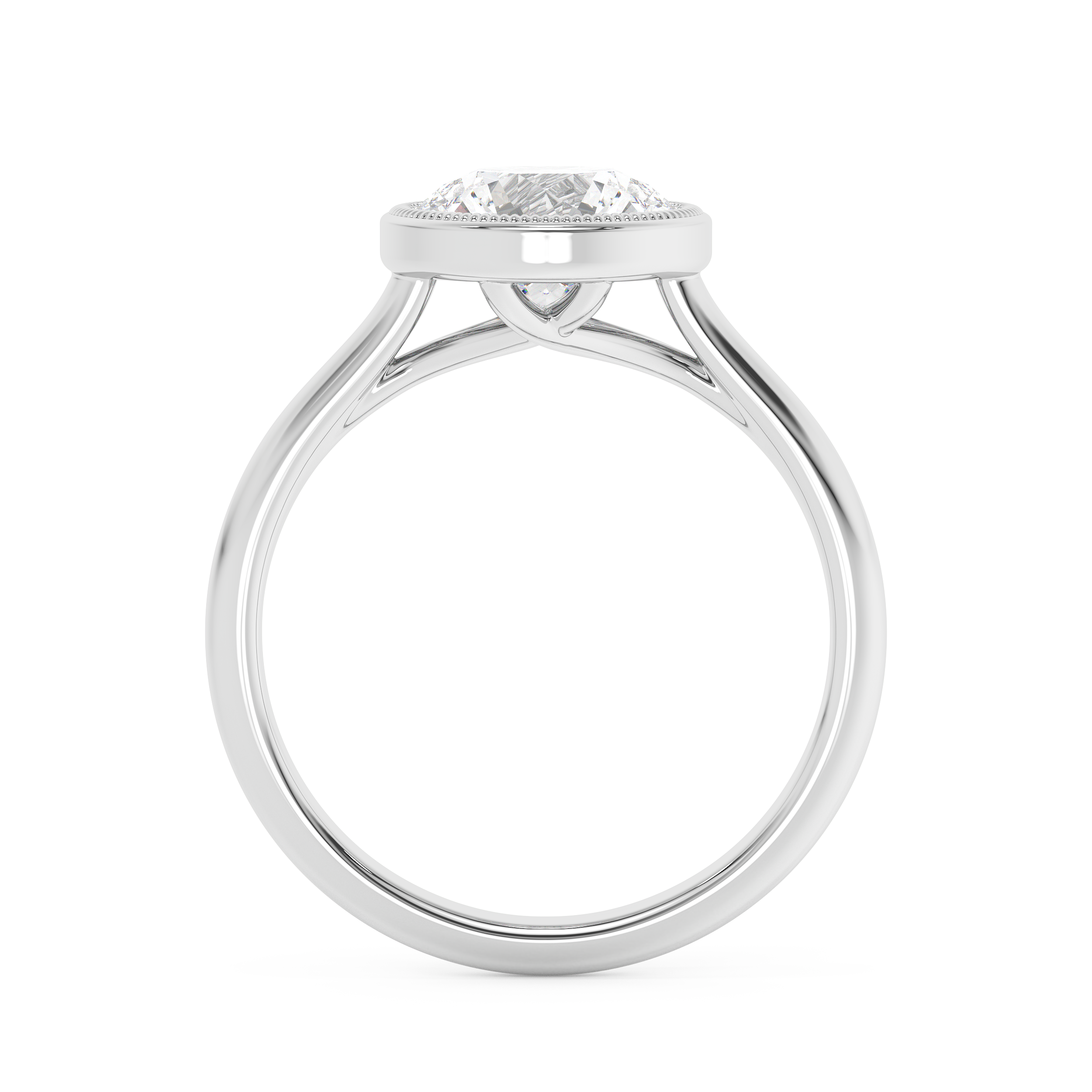 Round Full Bezel Lab Grown Diamond Engagement Ring