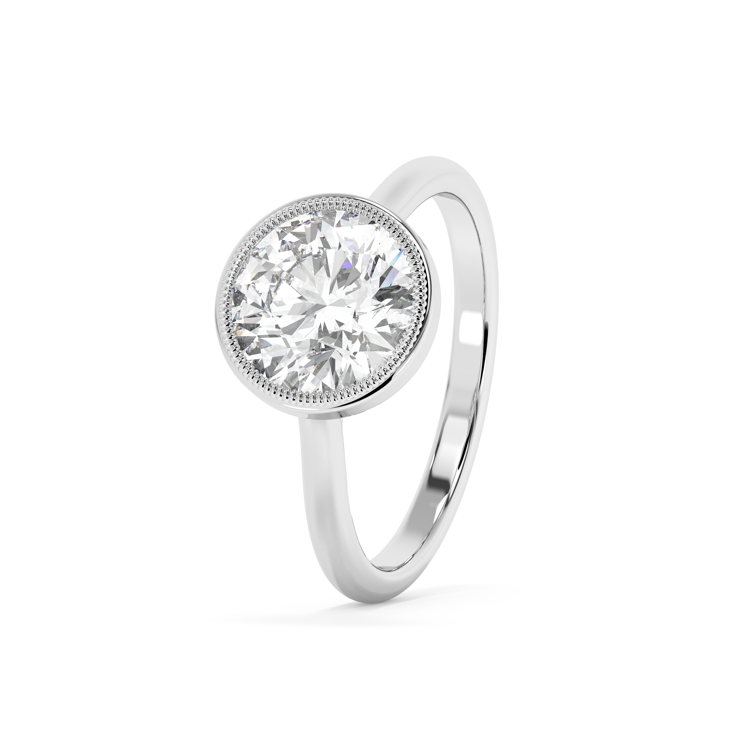 Round Full Bezel Lab Grown Diamond Engagement Ring