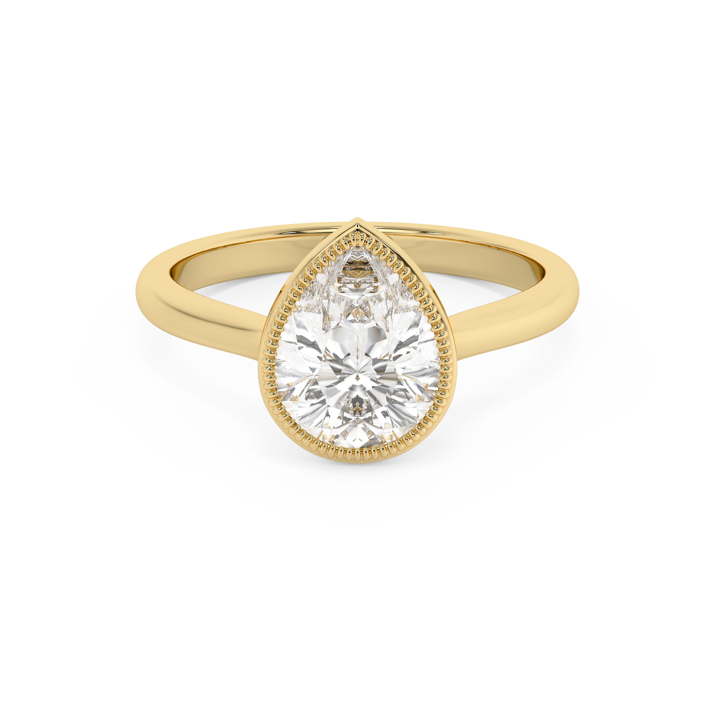 Pear Full Bezel Lab Grown Diamond Engagement Ring
