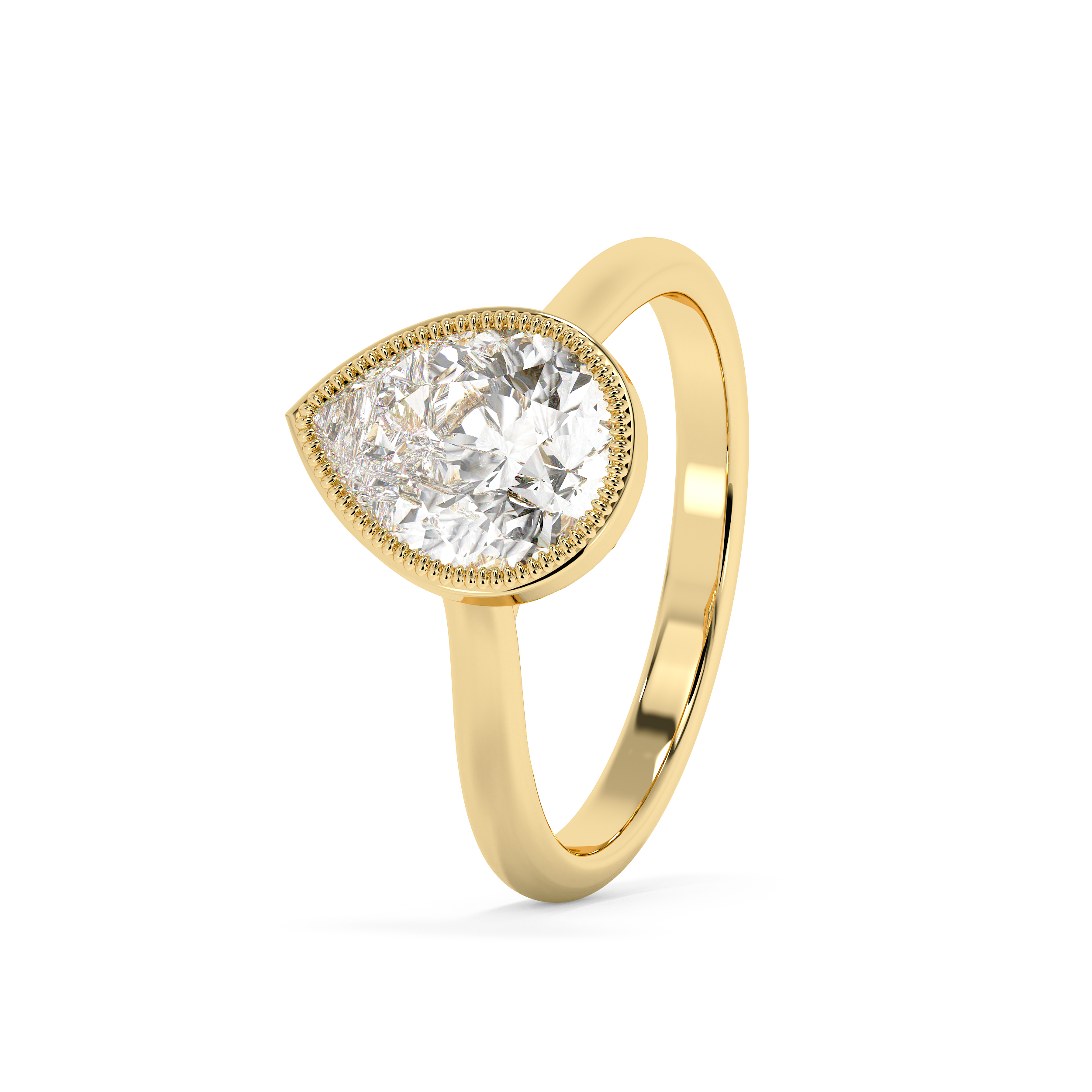 Pear Full Bezel Lab Grown Diamond Engagement Ring