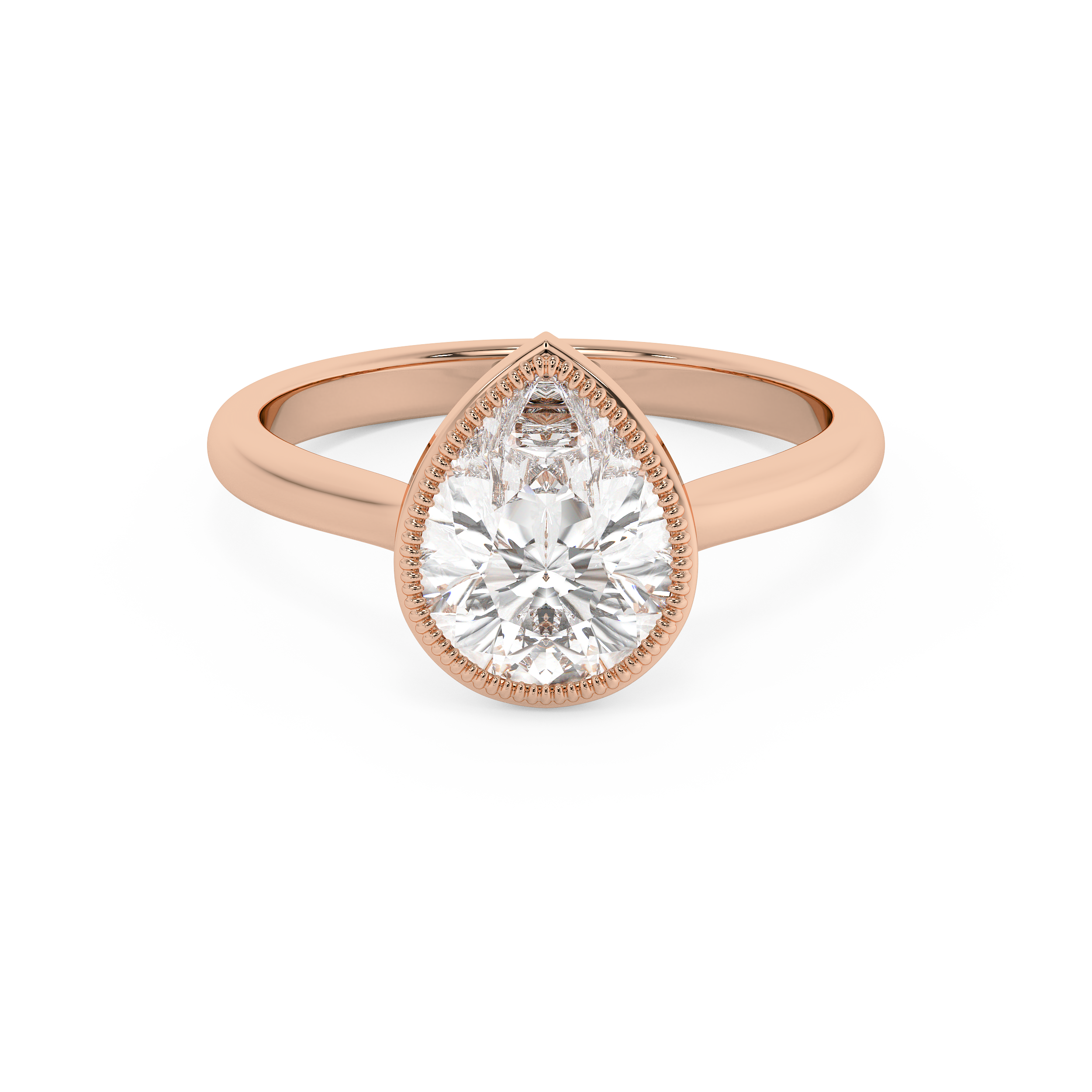 Pear Full Bezel Lab Grown Diamond Engagement Ring
