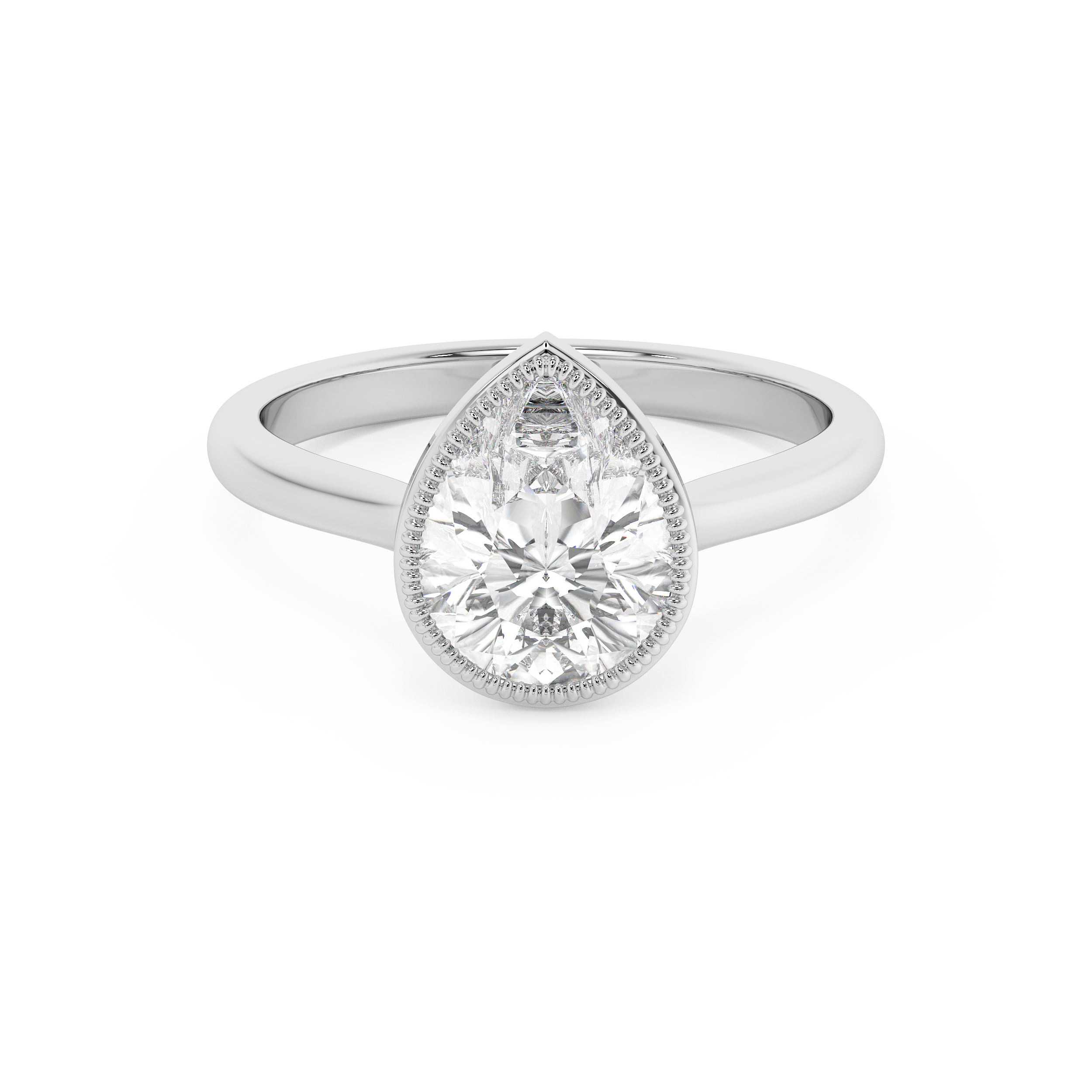 Pear Full Bezel Lab Grown Diamond Engagement Ring