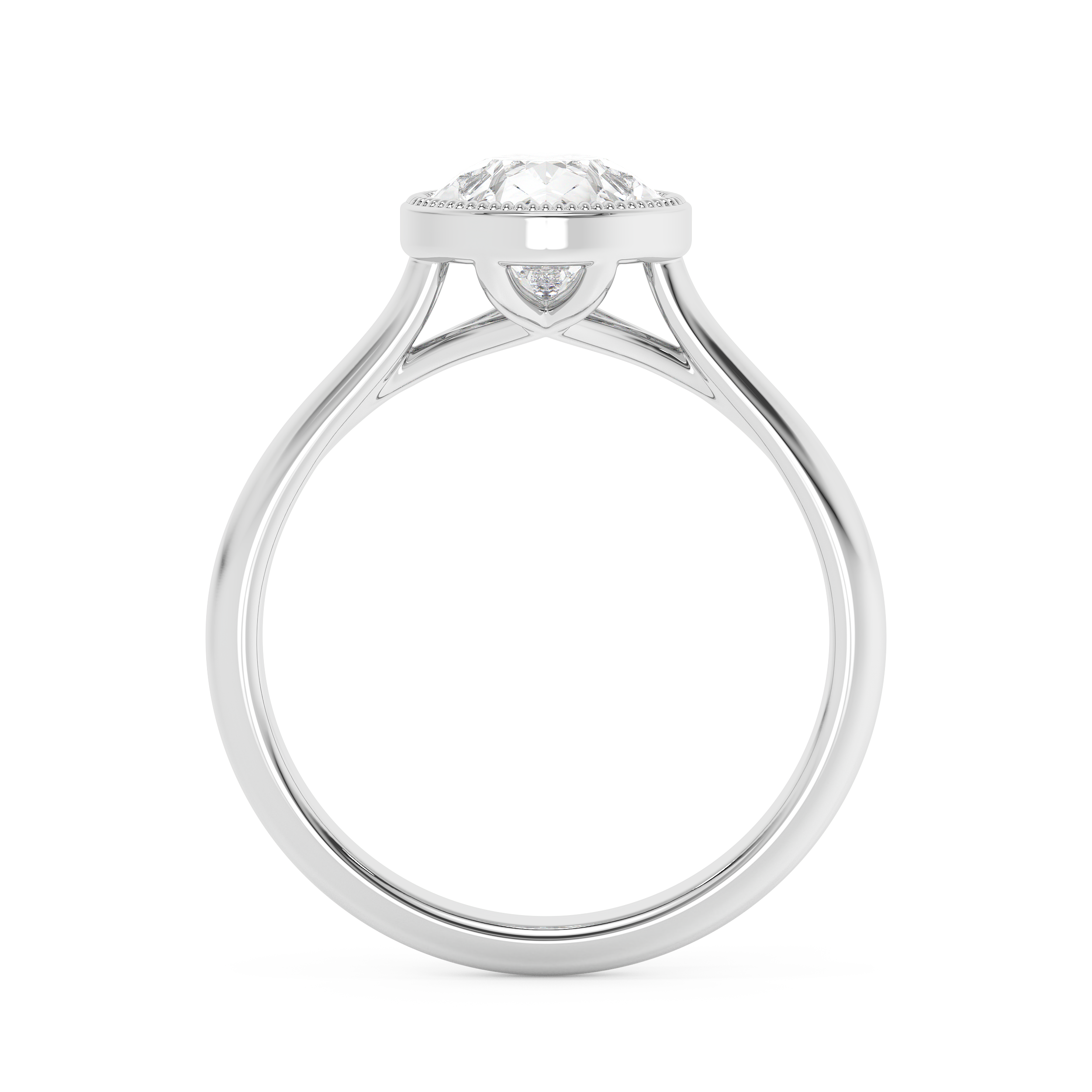 Pear Full Bezel Lab Grown Diamond Engagement Ring