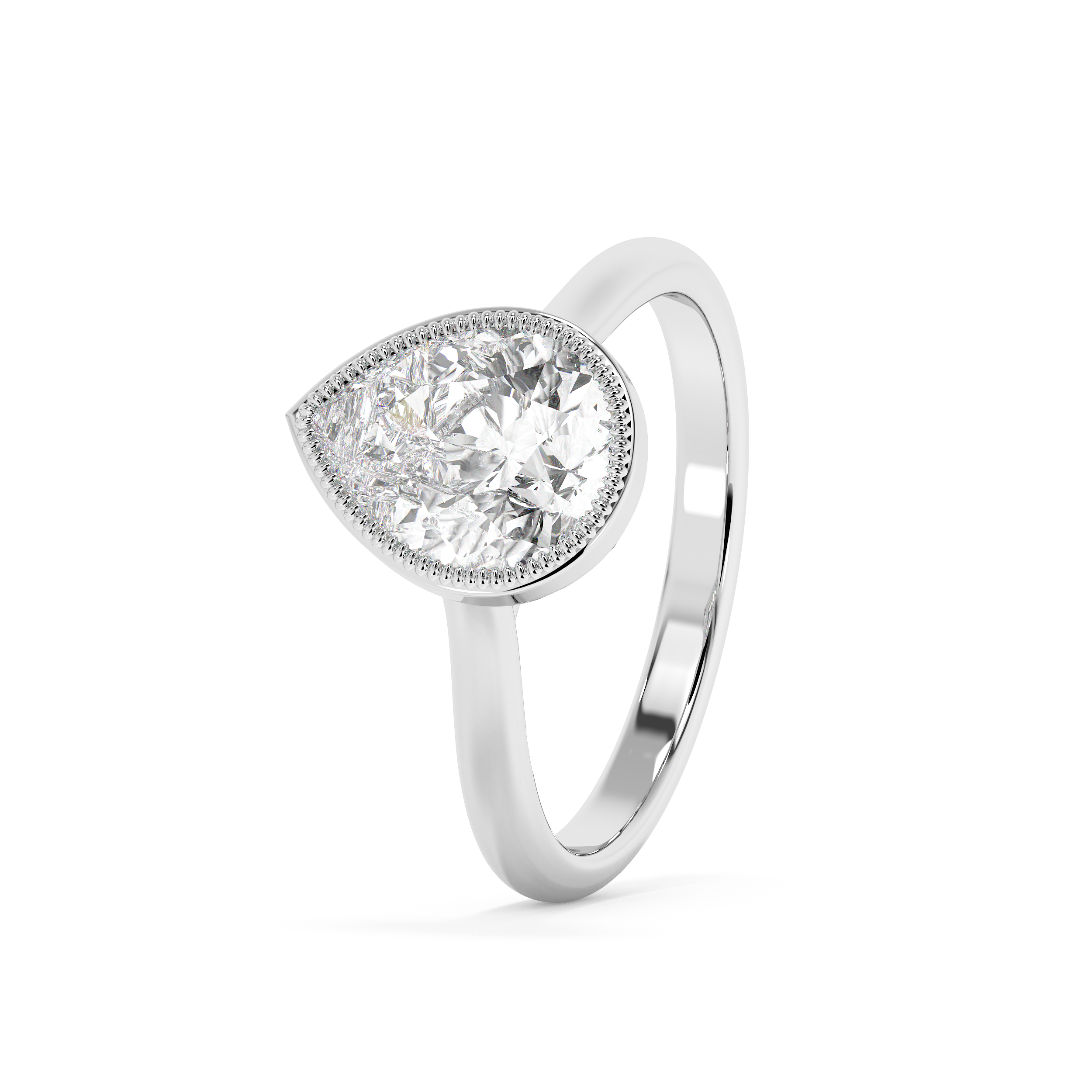 Pear Full Bezel Lab Grown Diamond Engagement Ring