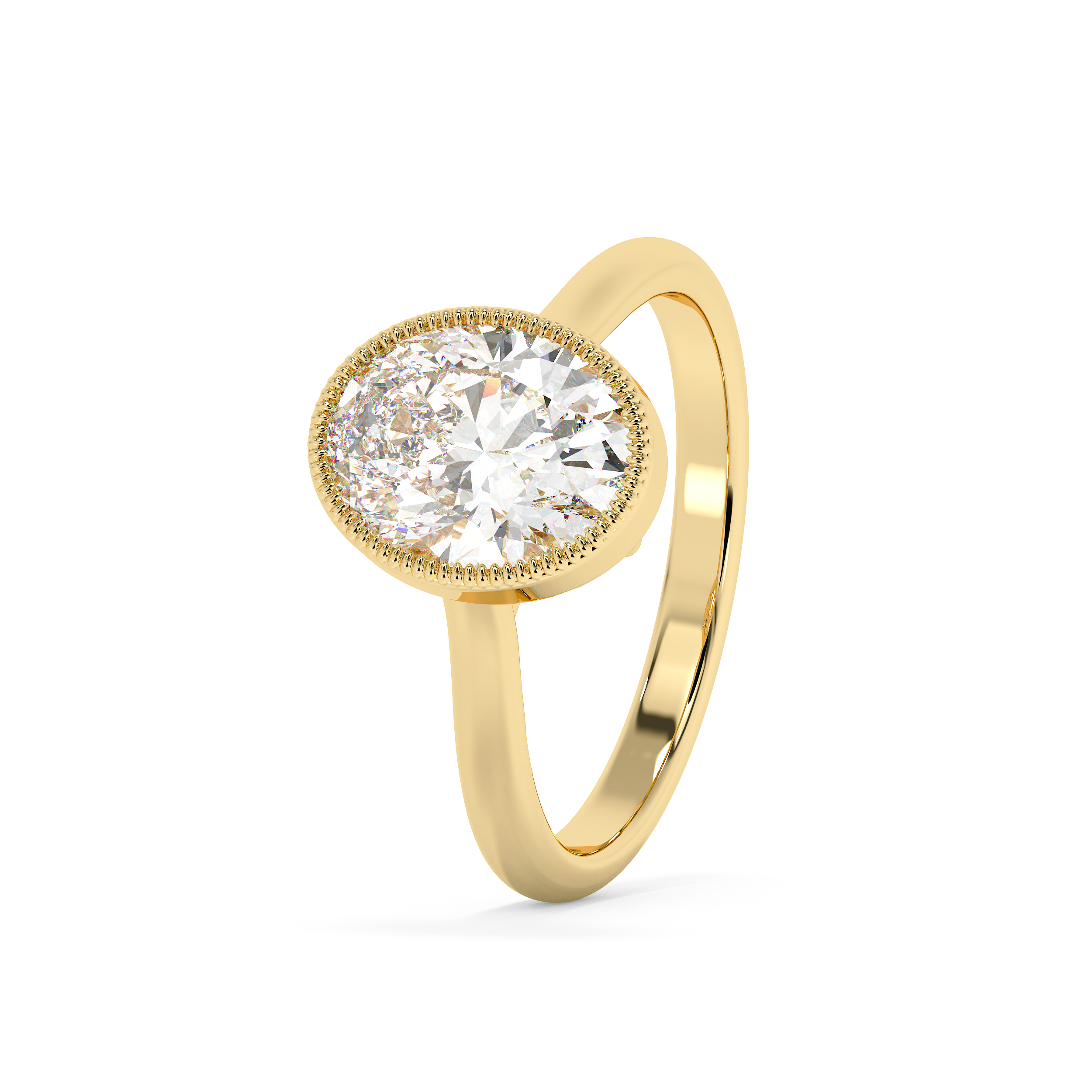 Oval Full Bezel Lab Grown Diamond Engagement Ring