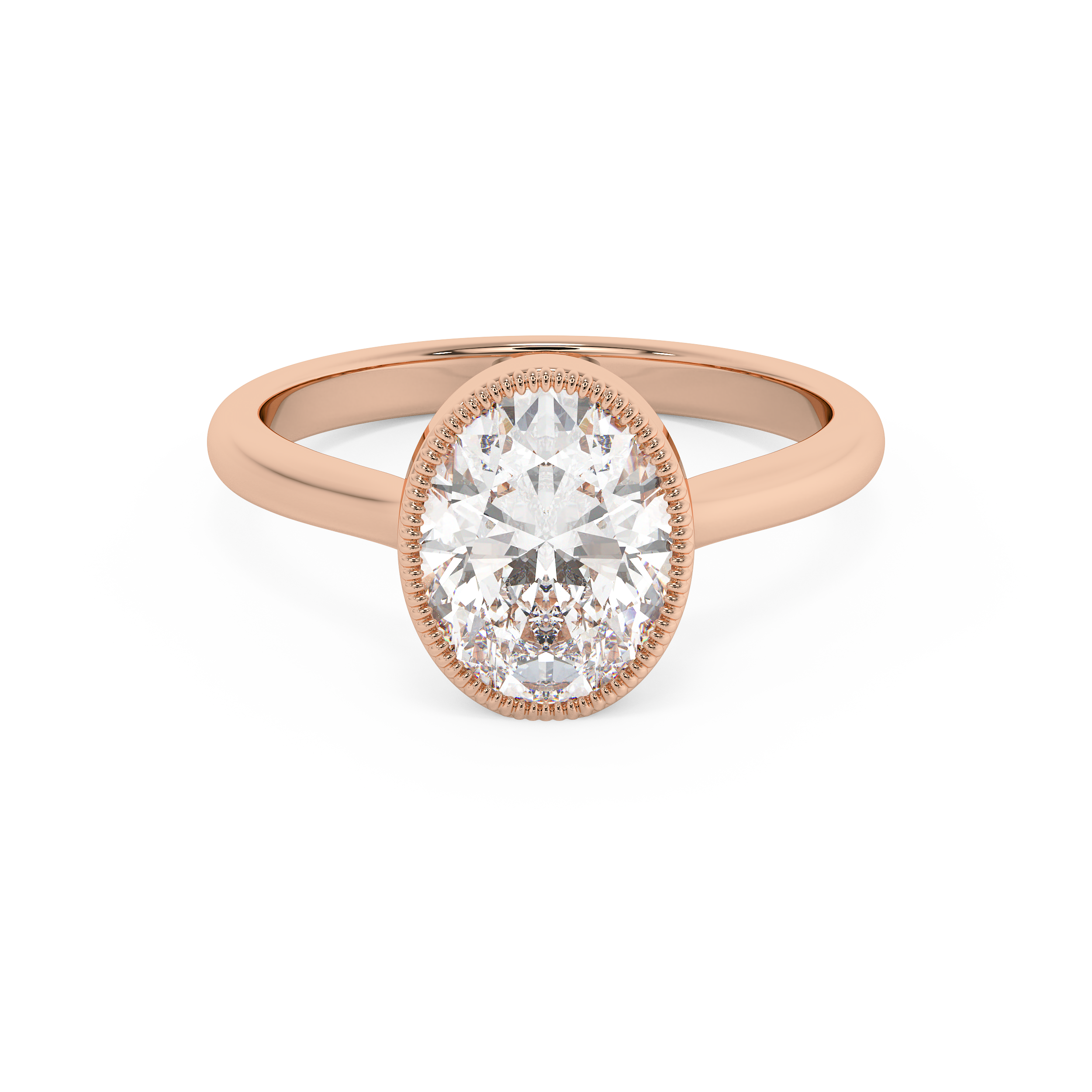 Oval Full Bezel Lab Grown Diamond Engagement Ring