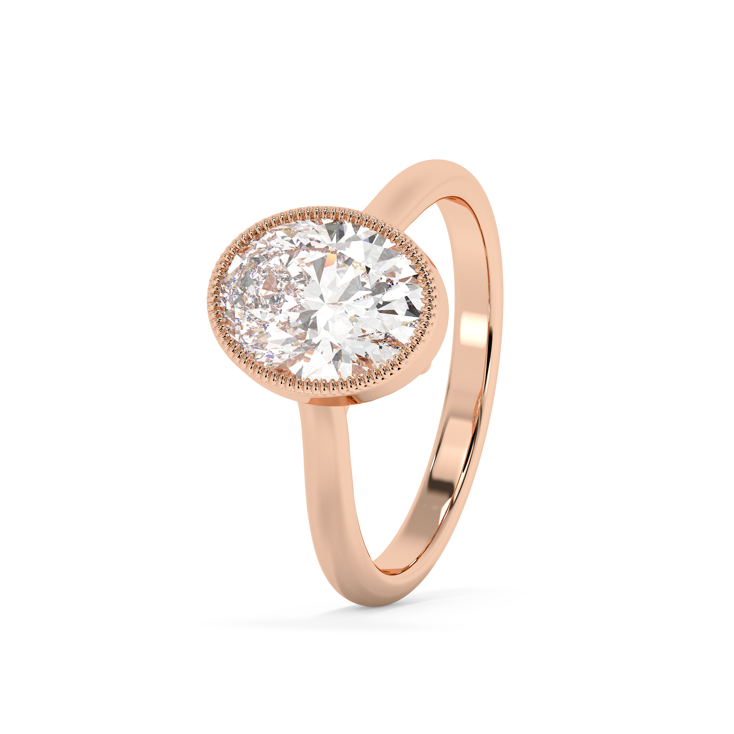 Oval Full Bezel Lab Grown Diamond Engagement Ring