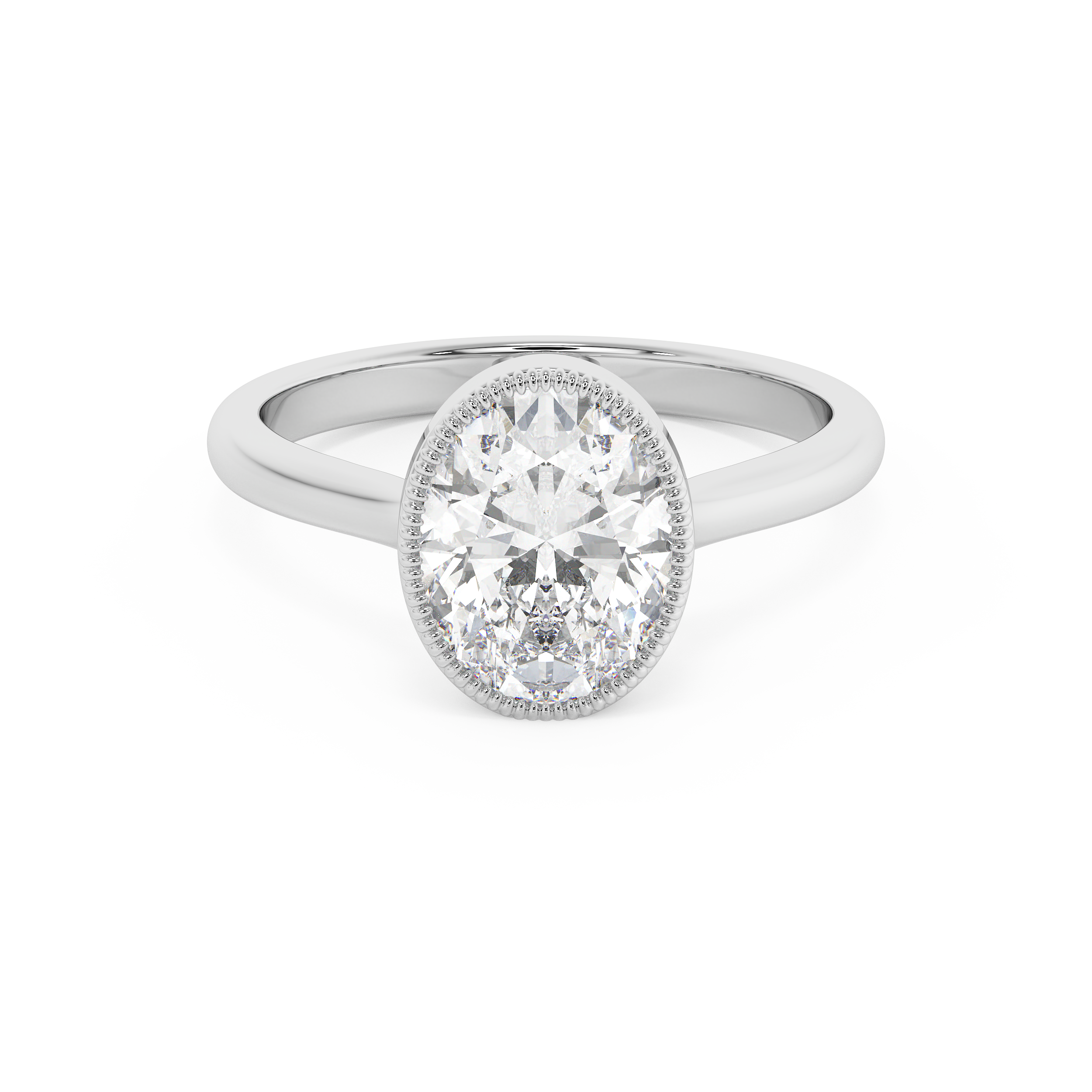 Oval Full Bezel Lab Grown Diamond Engagement Ring