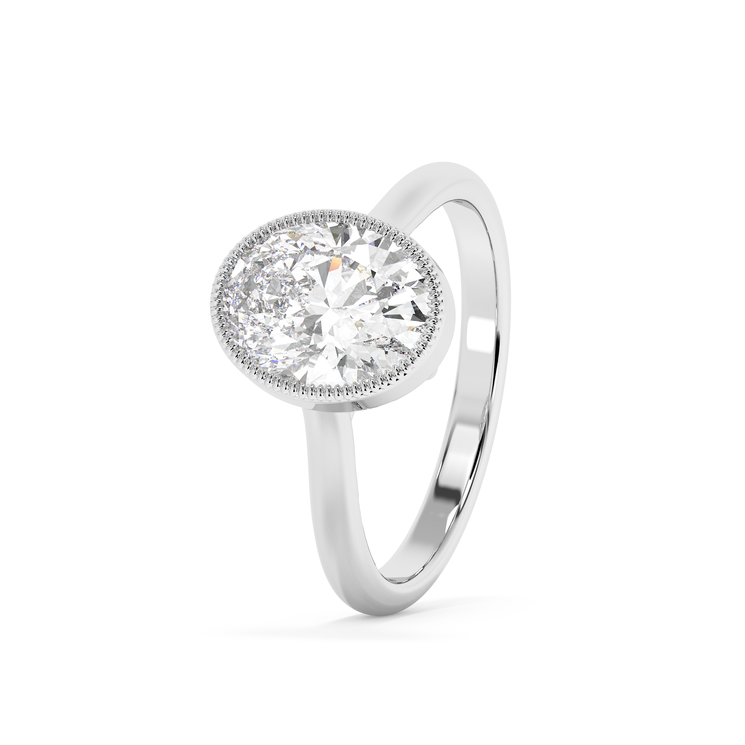 Oval Full Bezel Lab Grown Diamond Engagement Ring