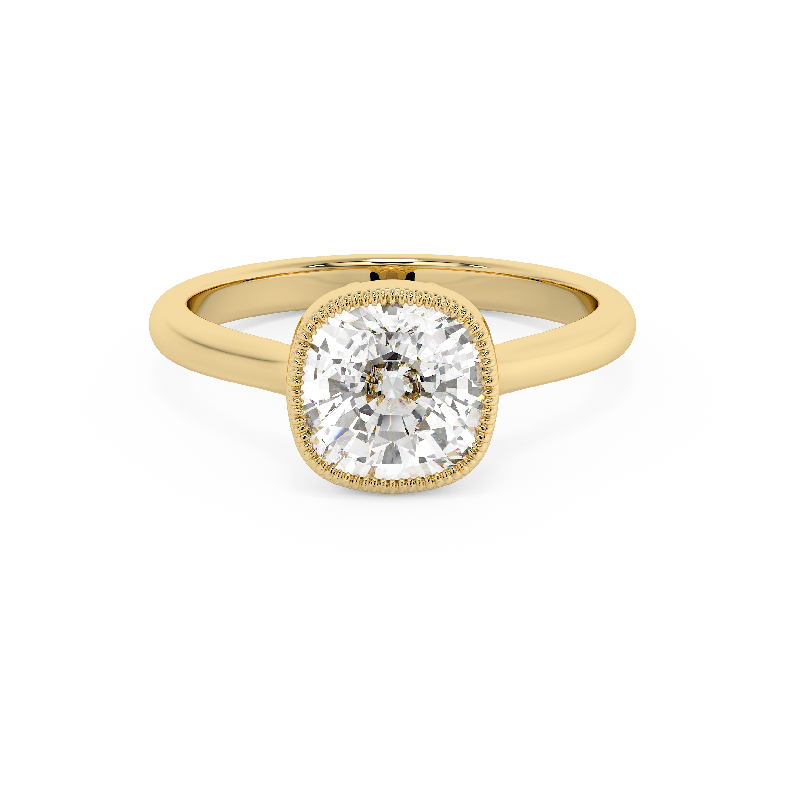 Cushion Full Bezel Lab Grown Diamond Engagement Ring
