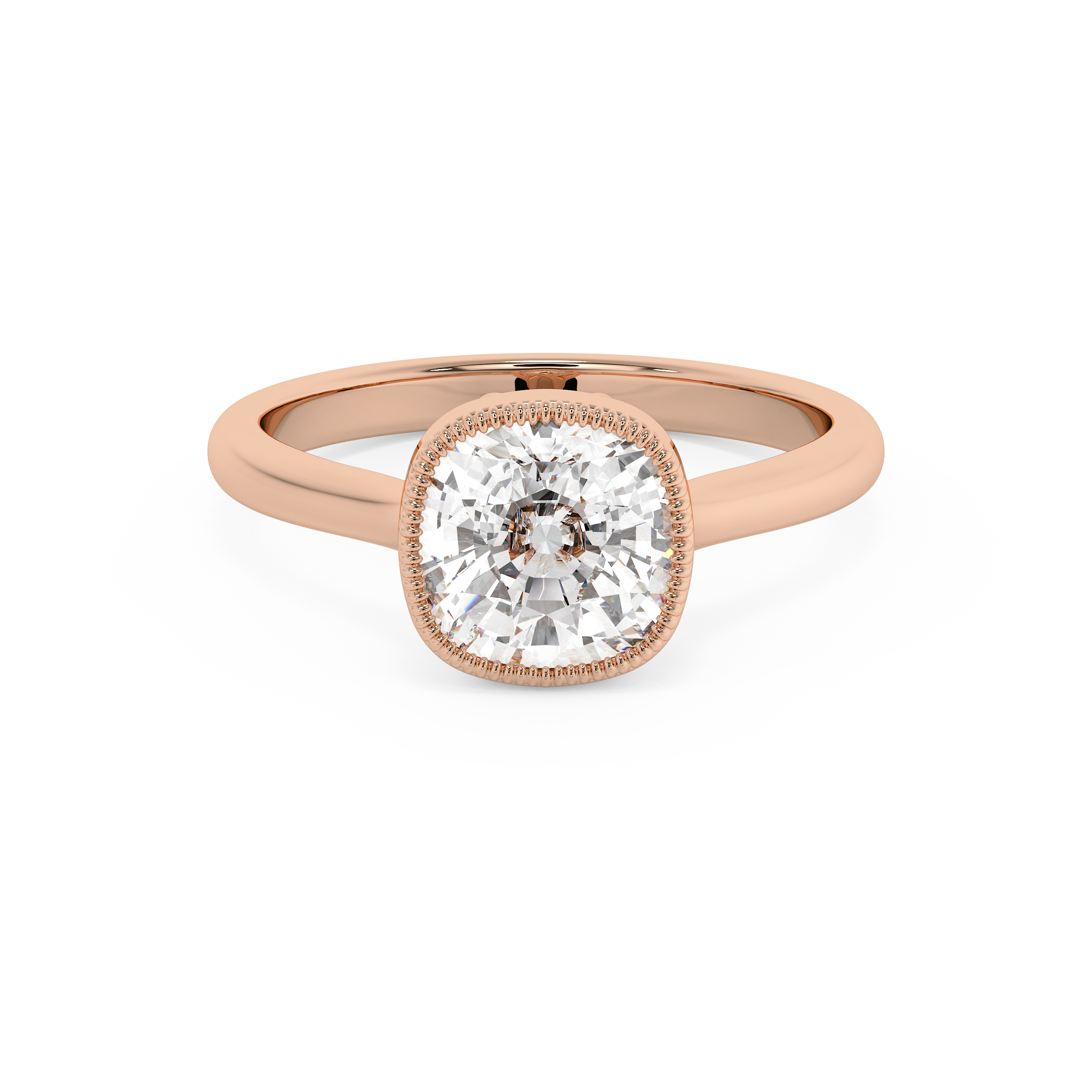 Cushion Full Bezel Lab Grown Diamond Engagement Ring