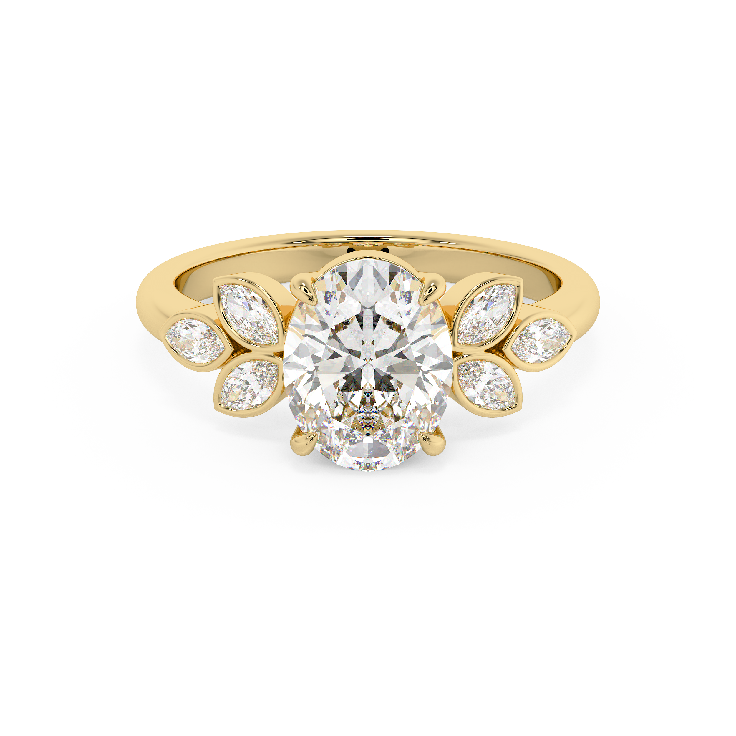 Oval Cluster Lab Grown Diamond Engagement Ring