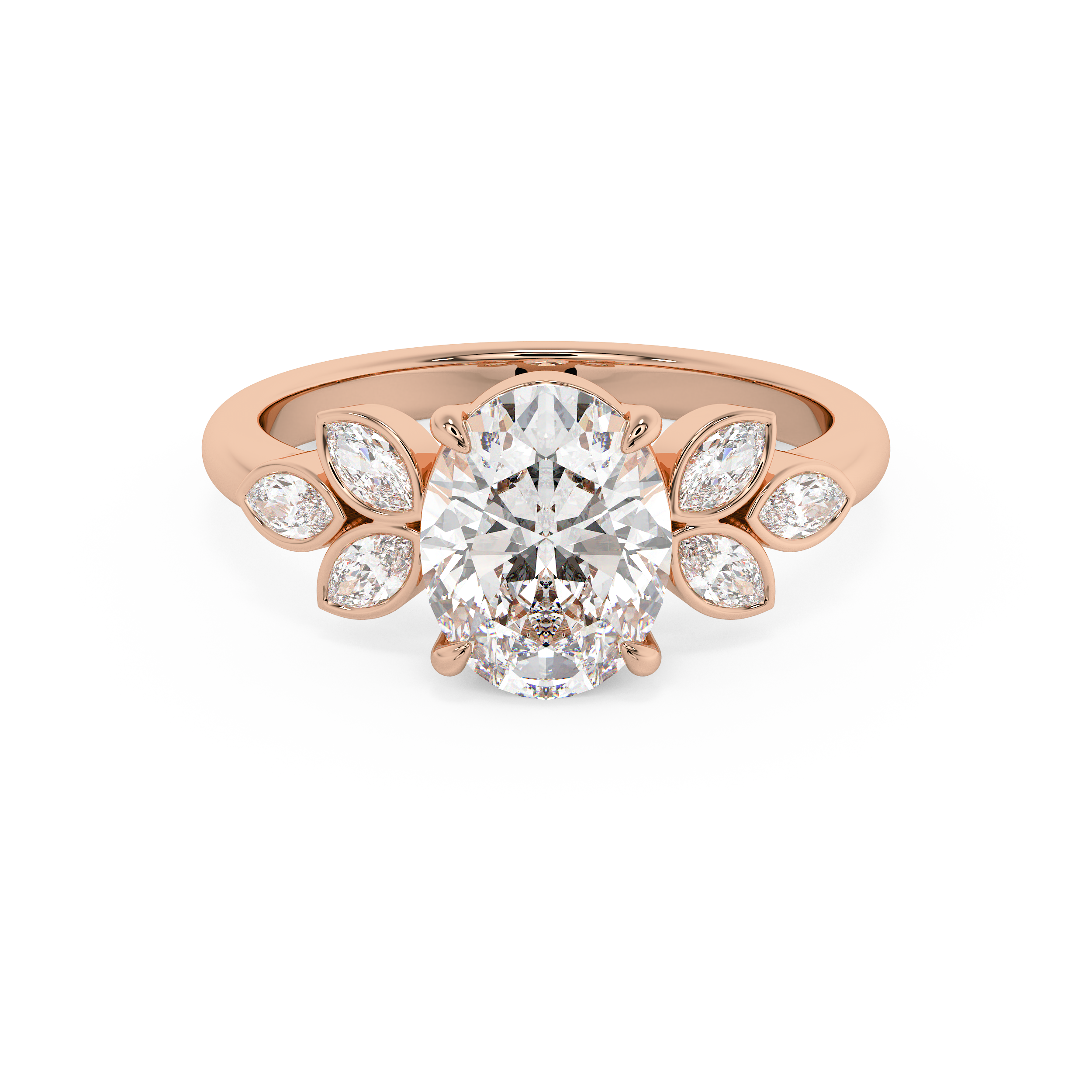 Oval Cluster Lab Grown Diamond Engagement Ring