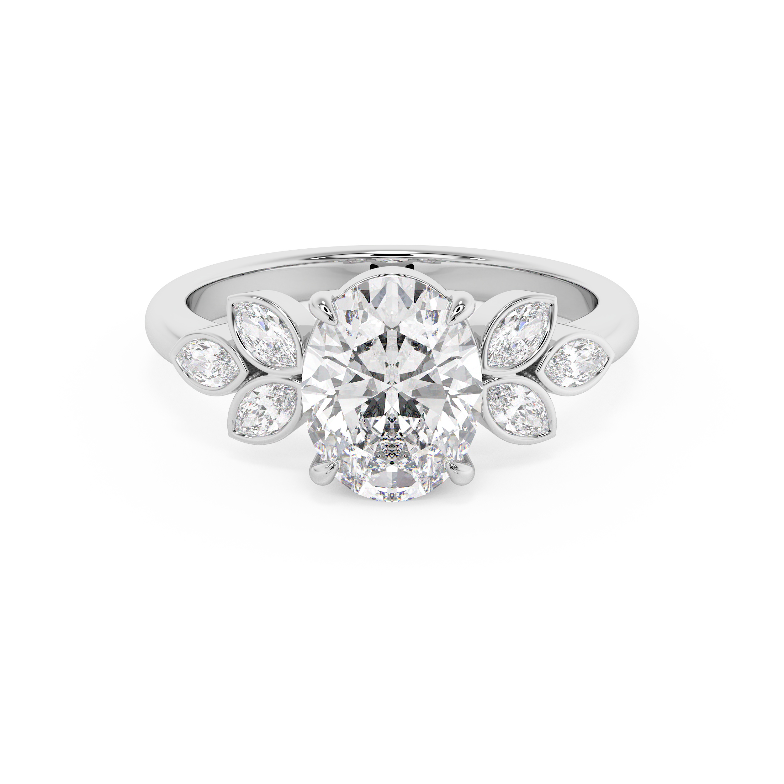 Oval Cluster Lab Grown Diamond Engagement Ring