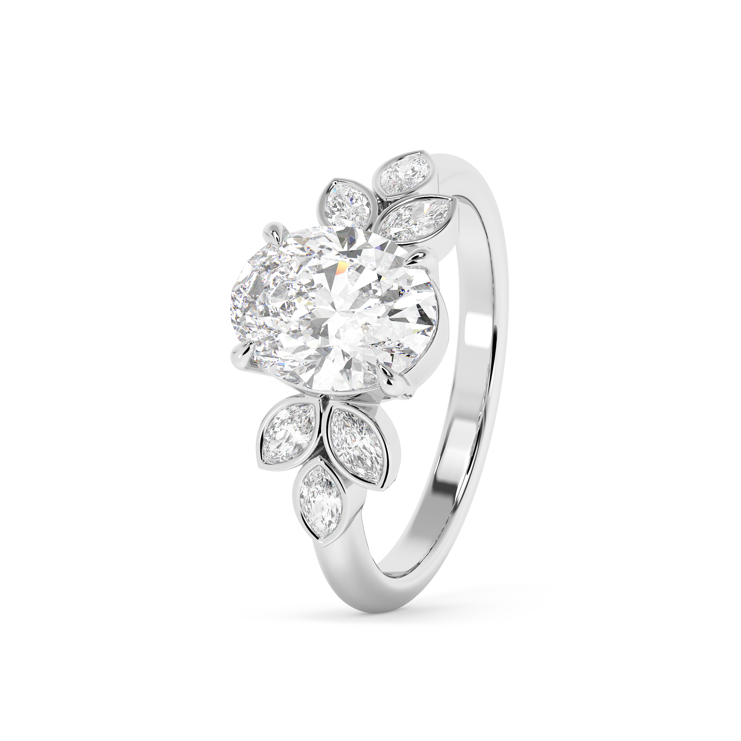 Oval Cluster Lab Grown Diamond Engagement Ring