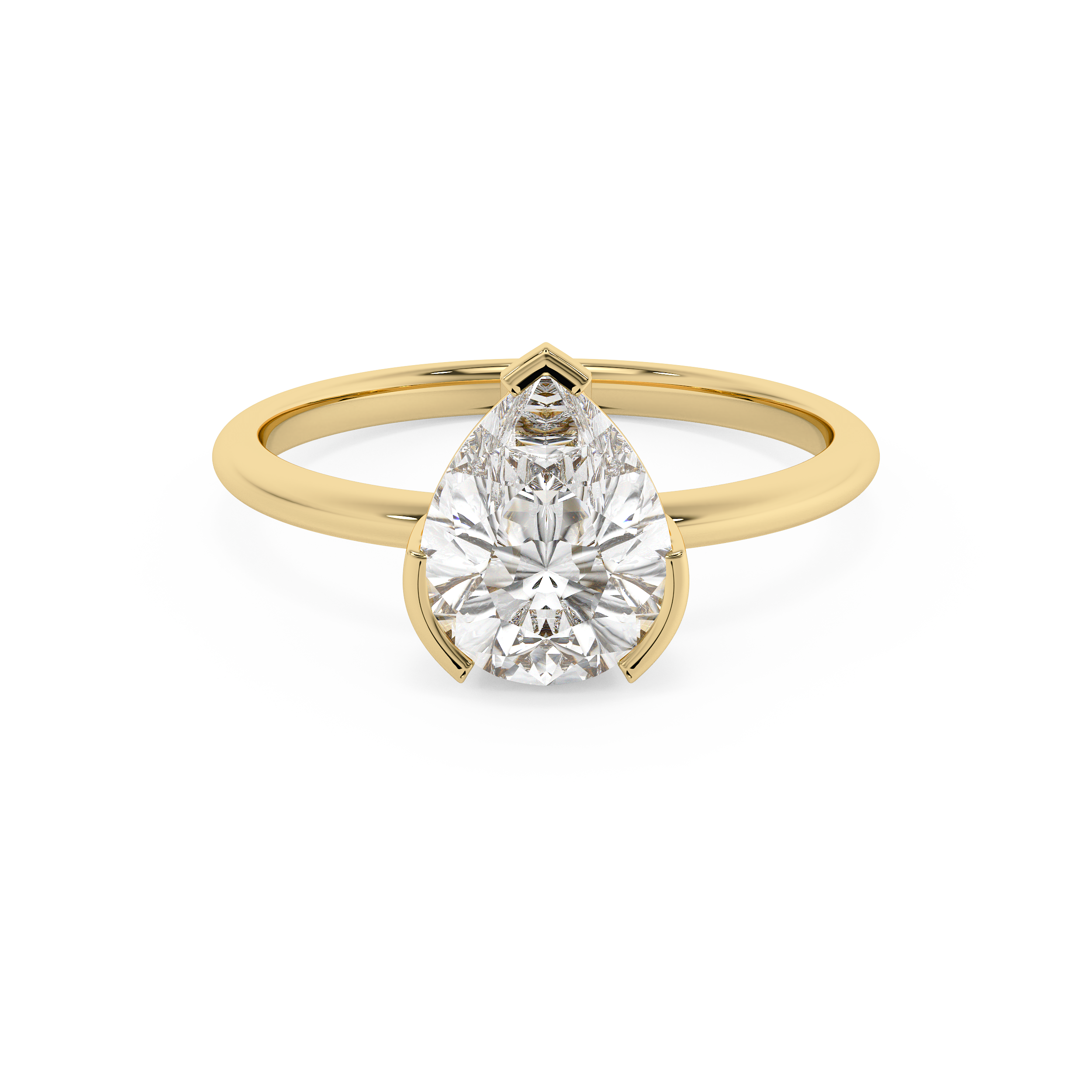 Pear Half Bezel Lab Grown Diamond Engagement Ring