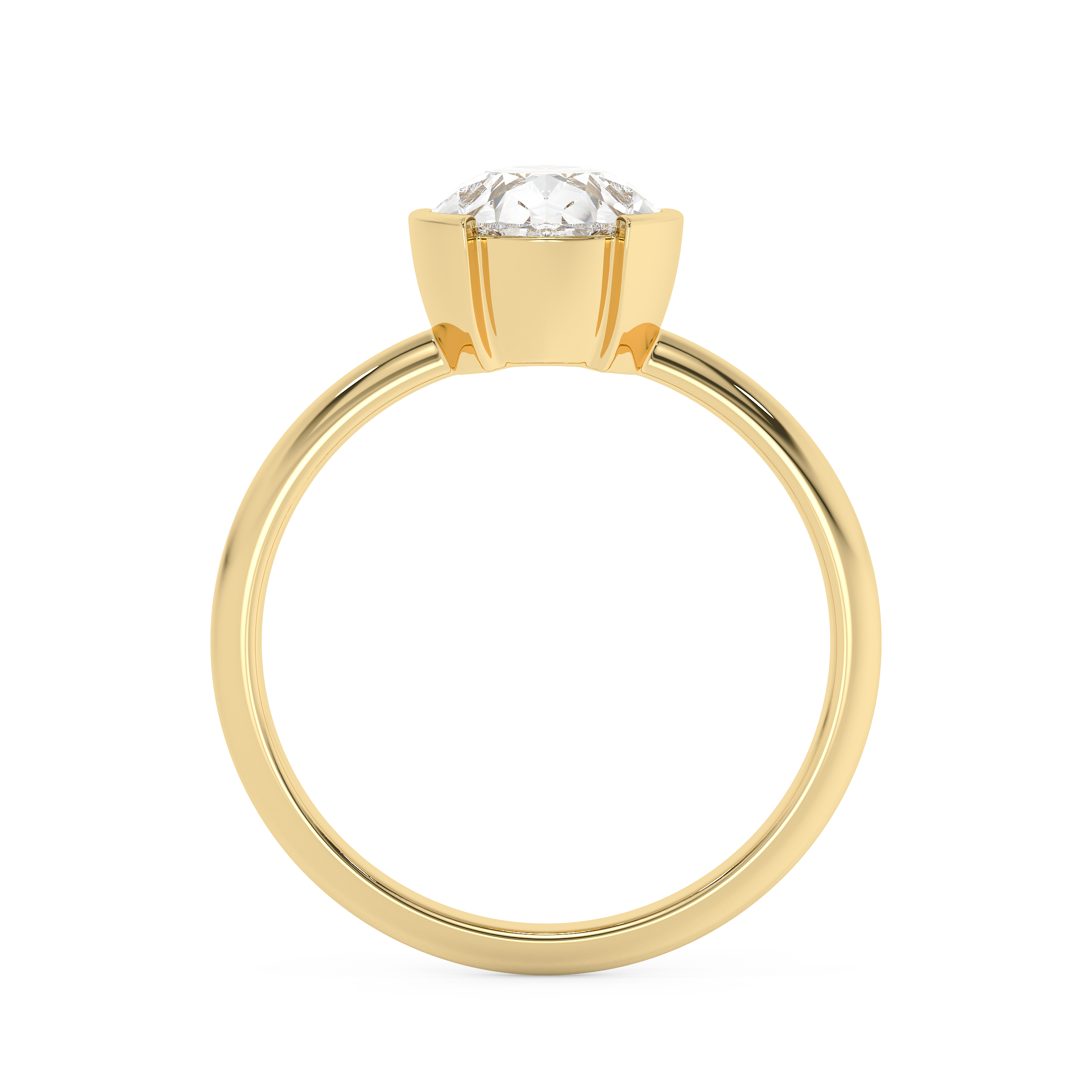 Pear Half Bezel Lab Grown Diamond Engagement Ring