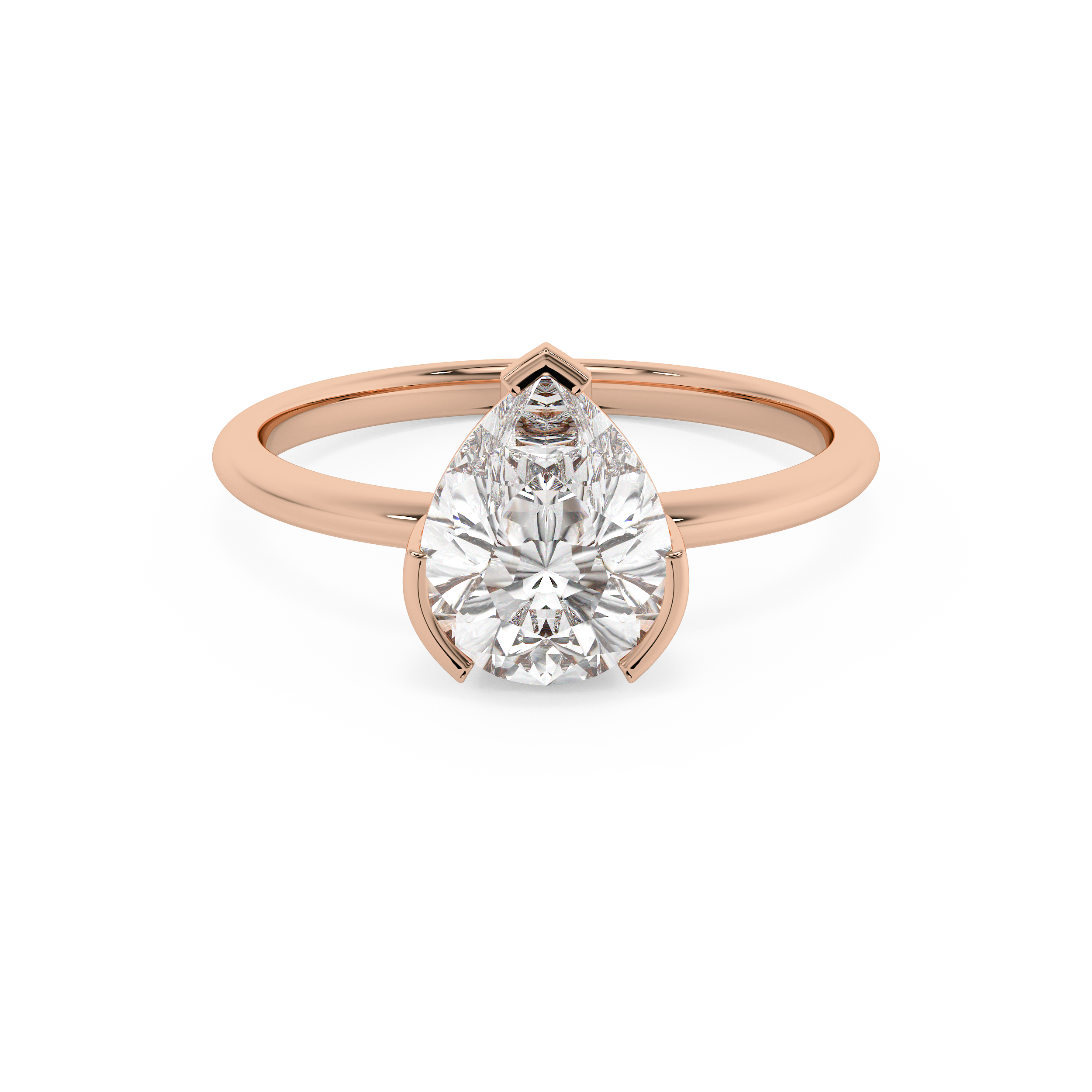 Pear Half Bezel Lab Grown Diamond Engagement Ring
