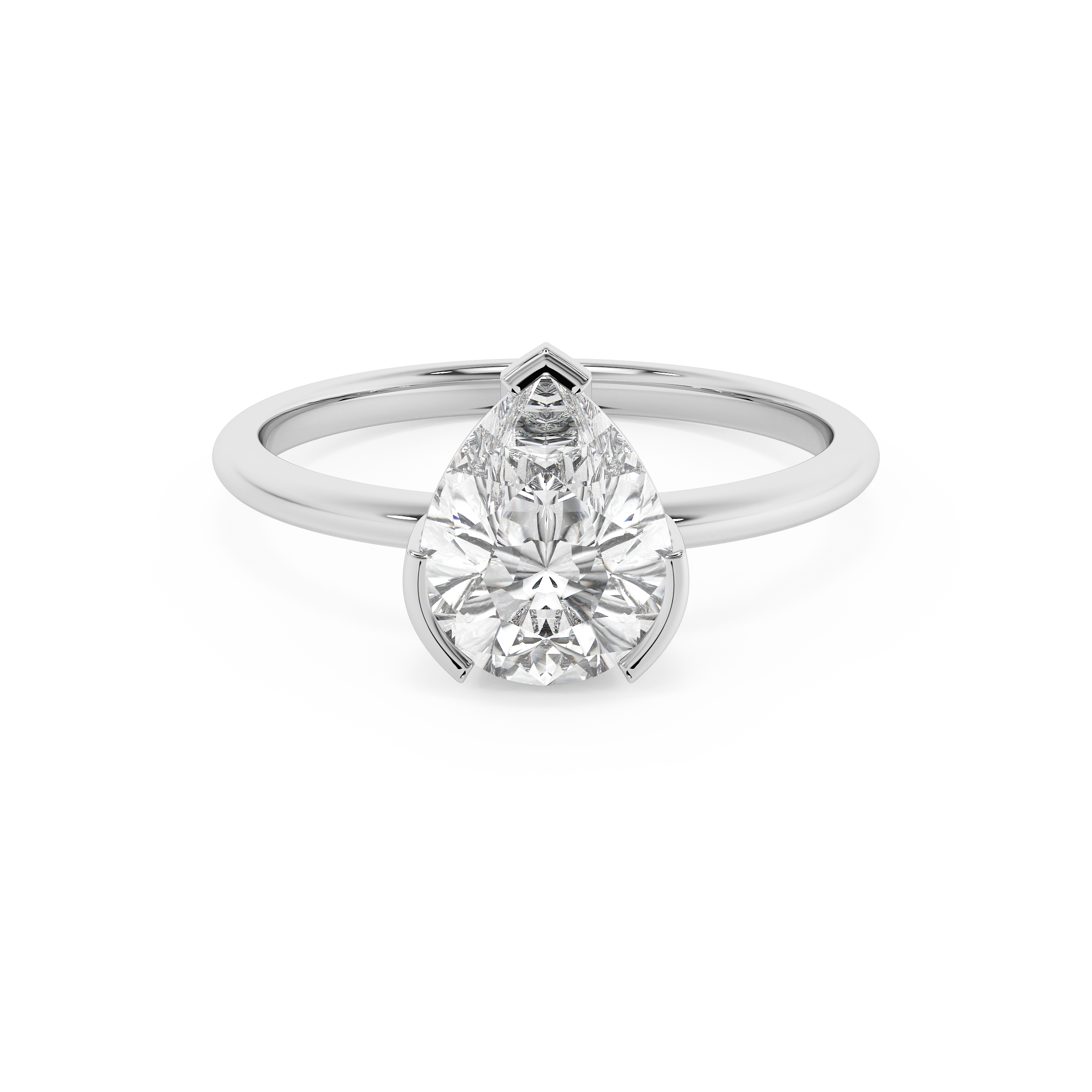 Pear Half Bezel Lab Grown Diamond Engagement Ring