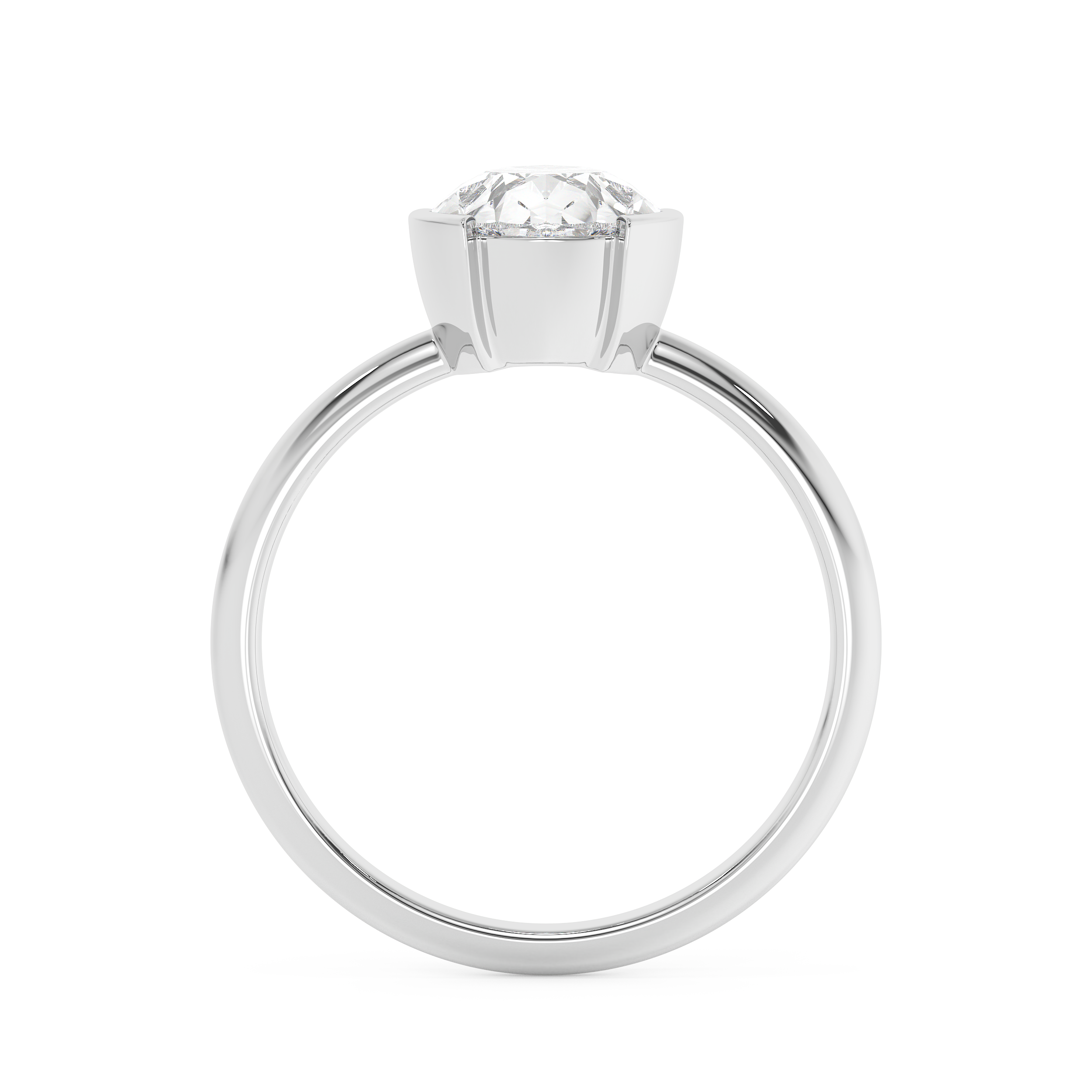 Pear Half Bezel Lab Grown Diamond Engagement Ring