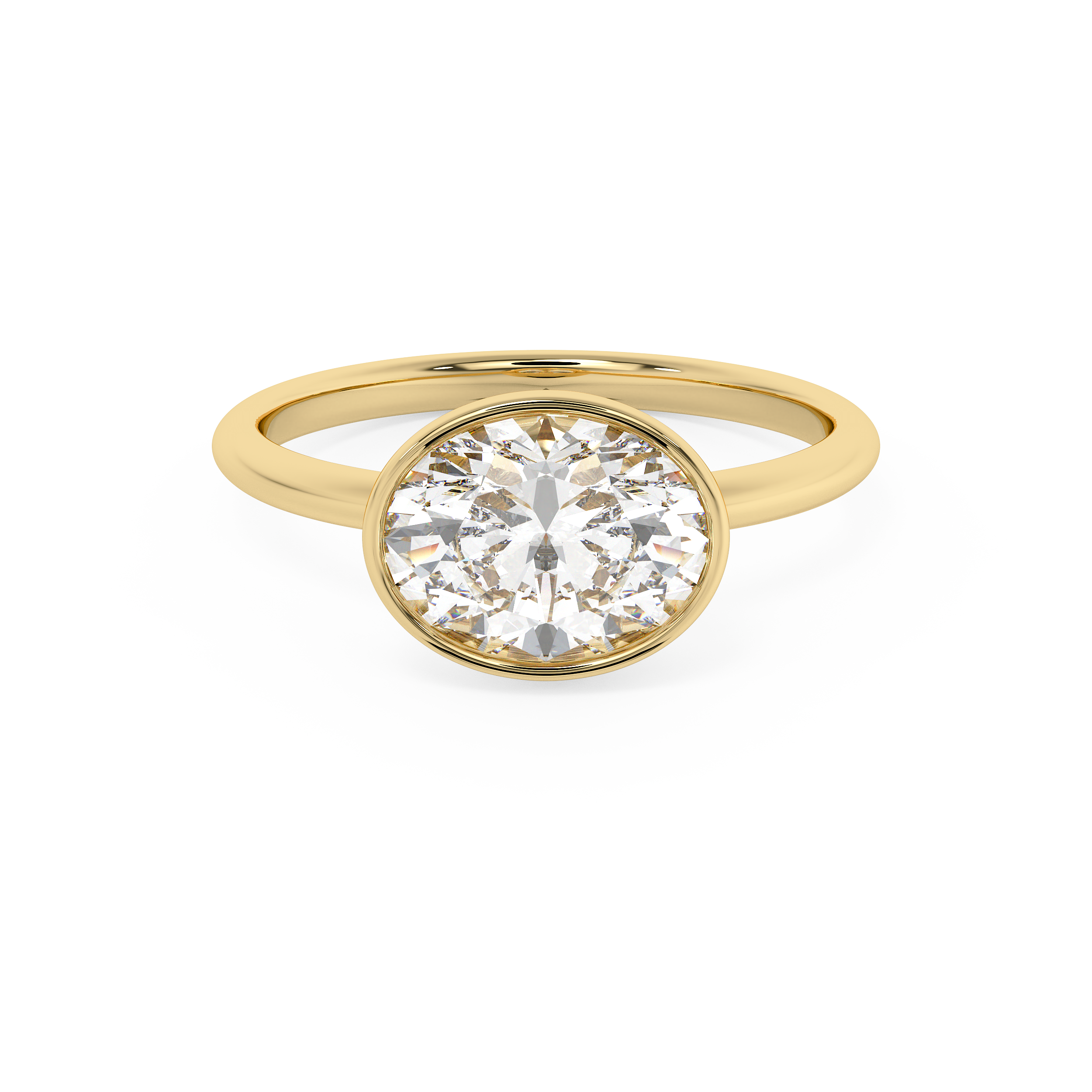Oval Full Bezel Lab Grown Diamond Engagement Ring