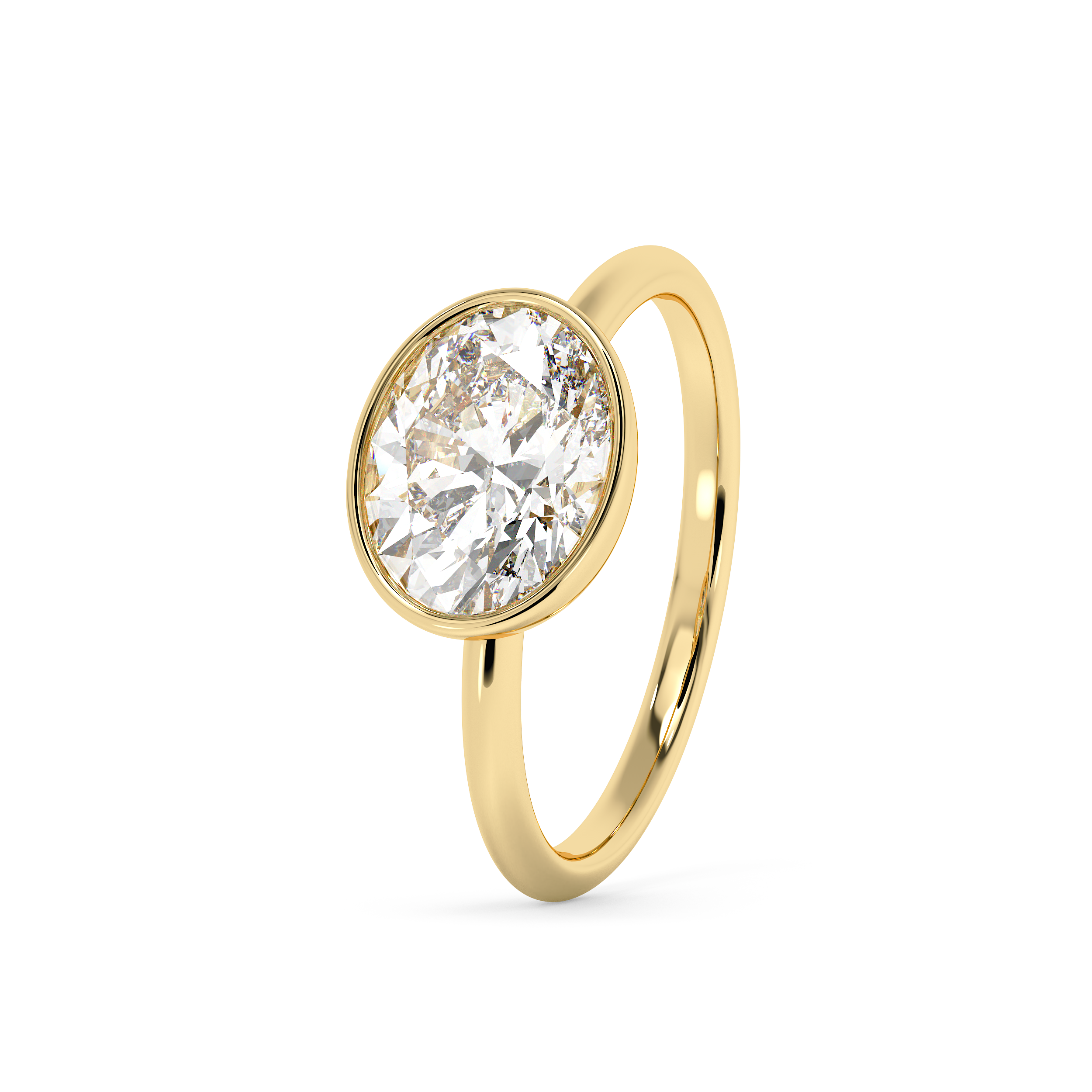 Oval Full Bezel Lab Grown Diamond Engagement Ring