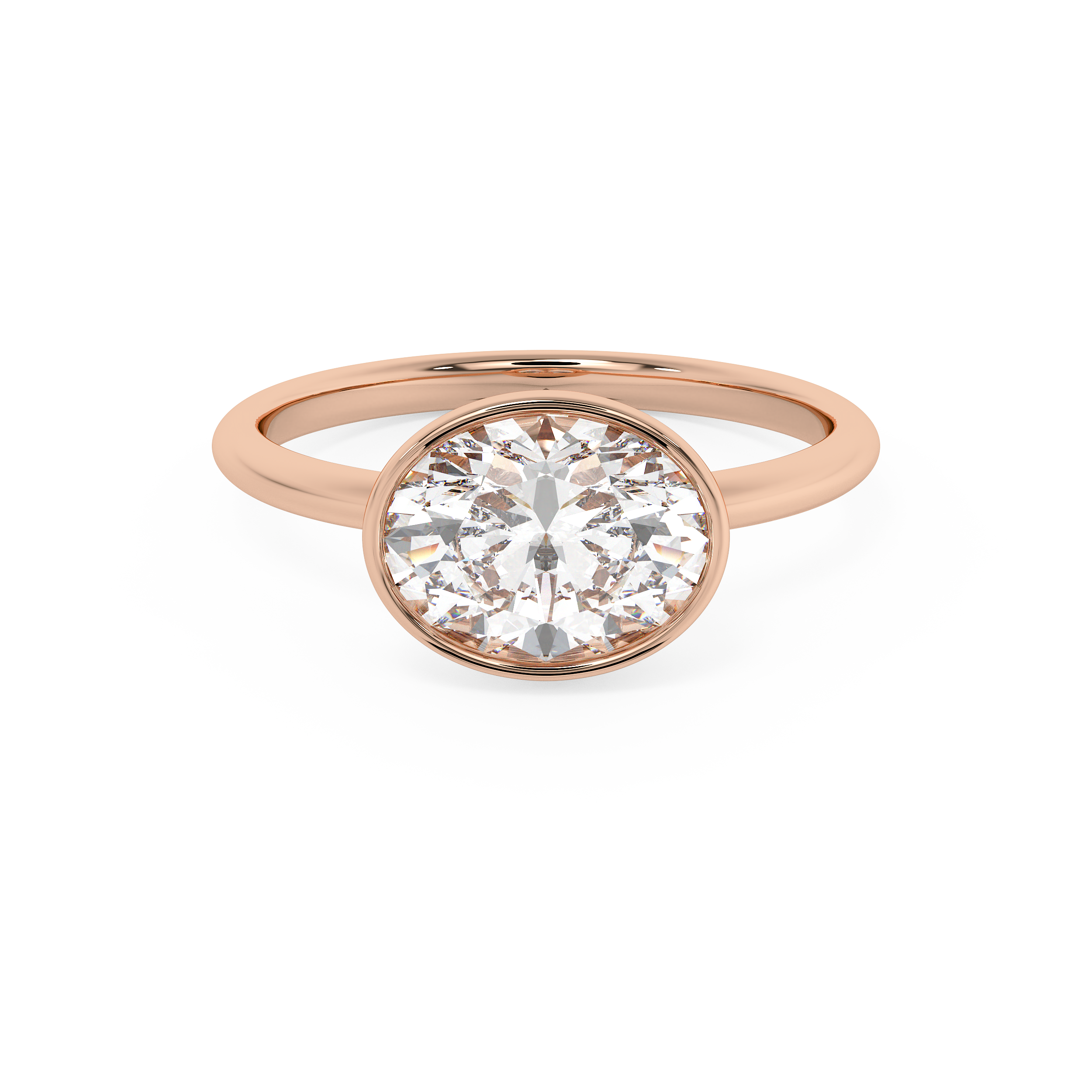 Oval Full Bezel Lab Grown Diamond Engagement Ring