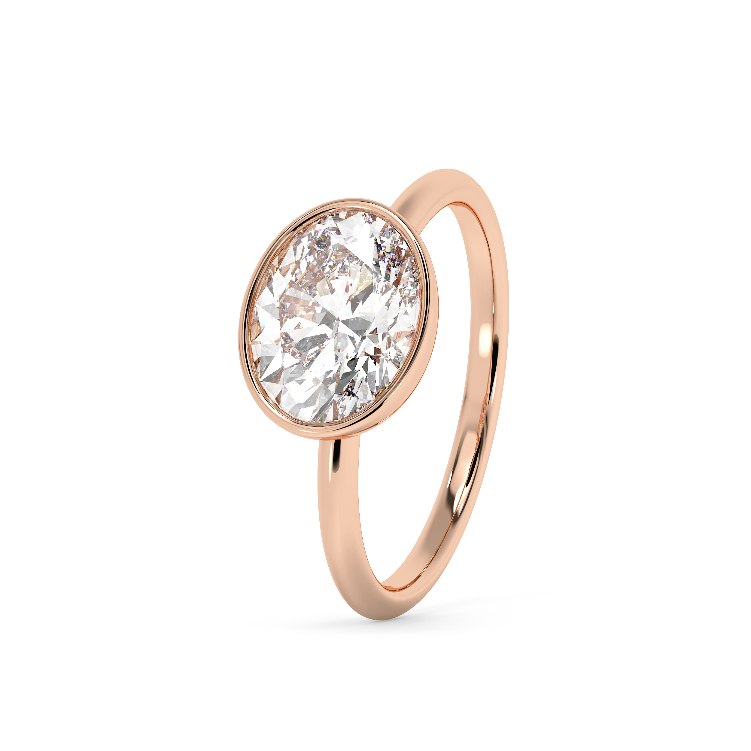 Oval Full Bezel Lab Grown Diamond Engagement Ring