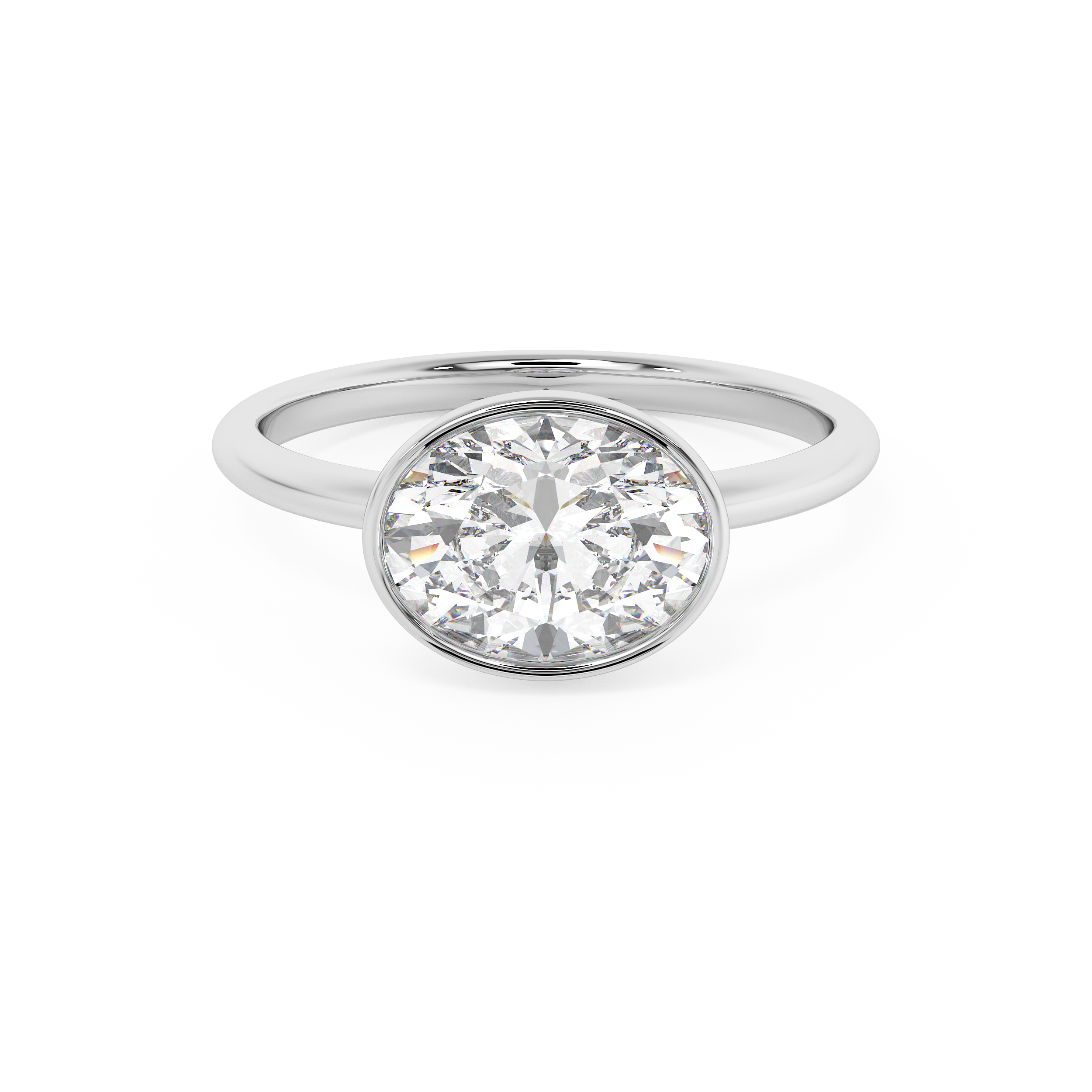 Oval Full Bezel Lab Grown Diamond Engagement Ring