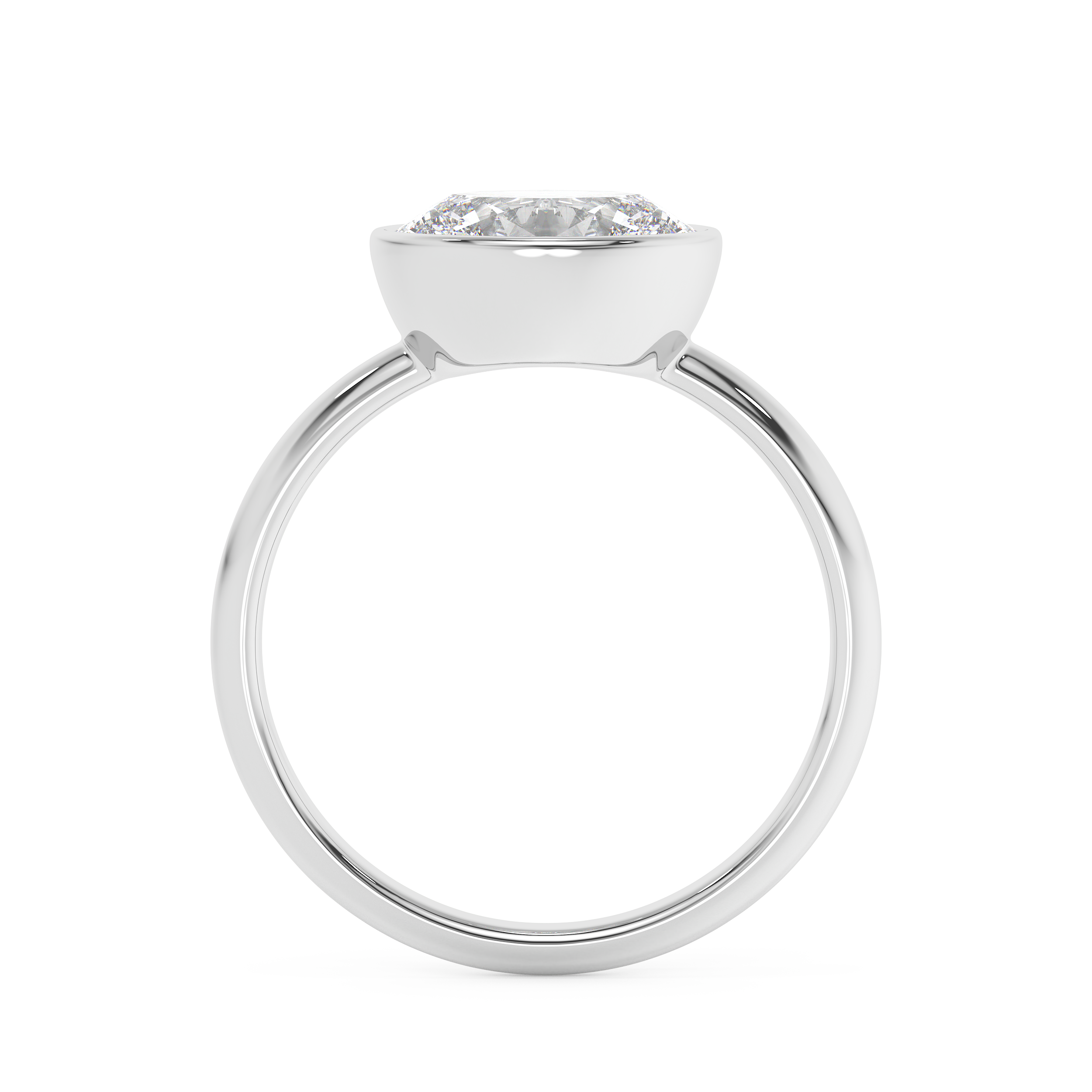 Oval Full Bezel Lab Grown Diamond Engagement Ring