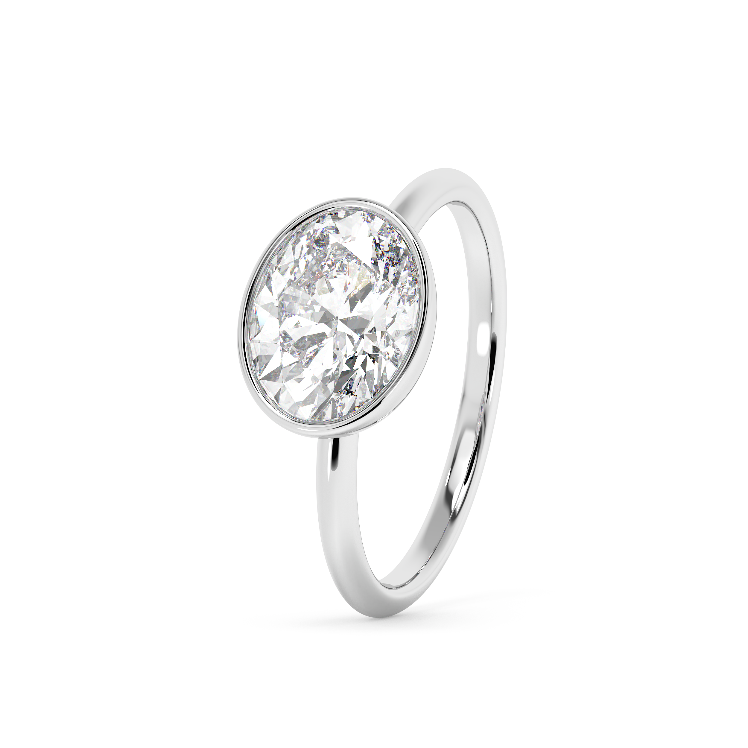 Oval Full Bezel Lab Grown Diamond Engagement Ring
