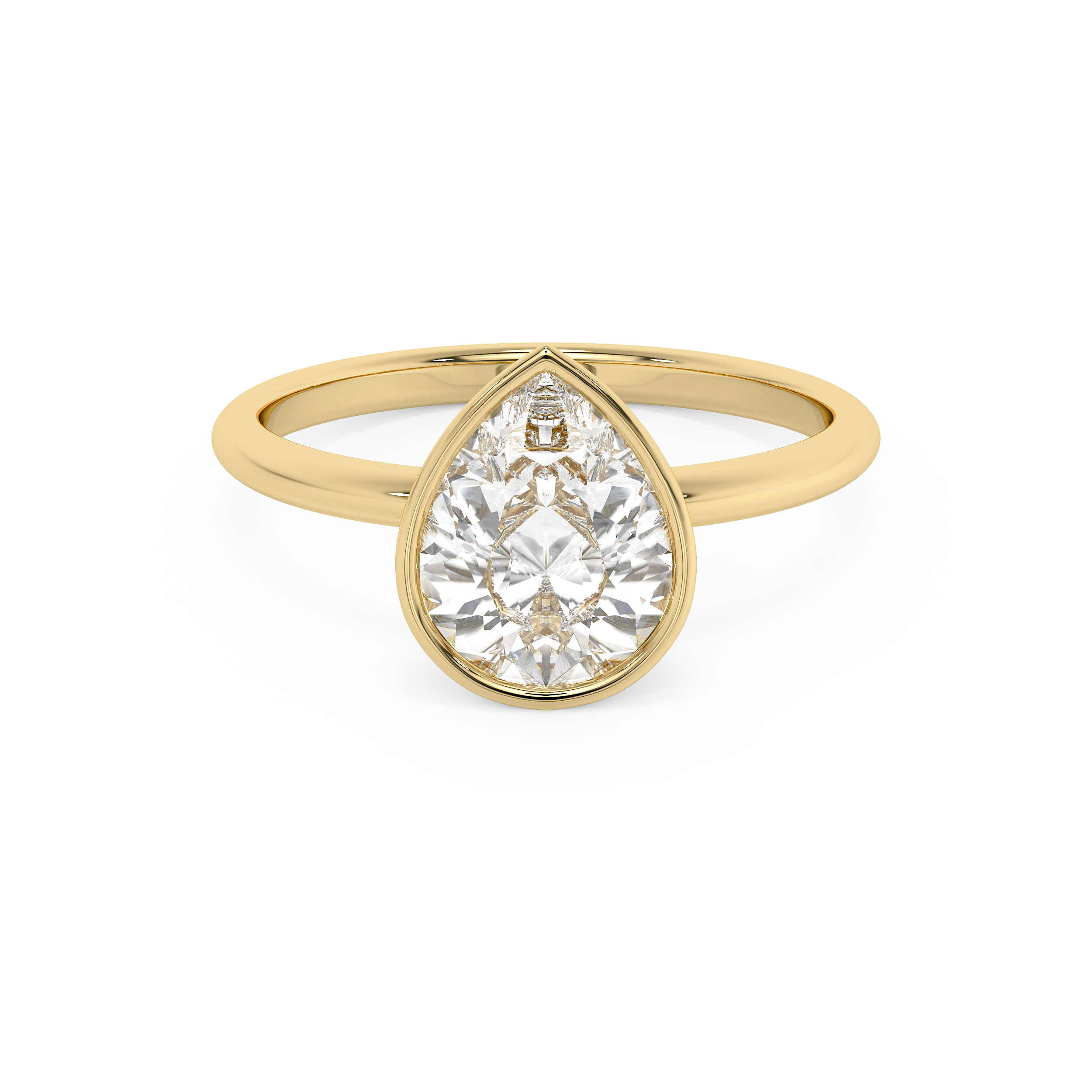 Pear Full Bezel Lab Grown Diamond Engagement Ring