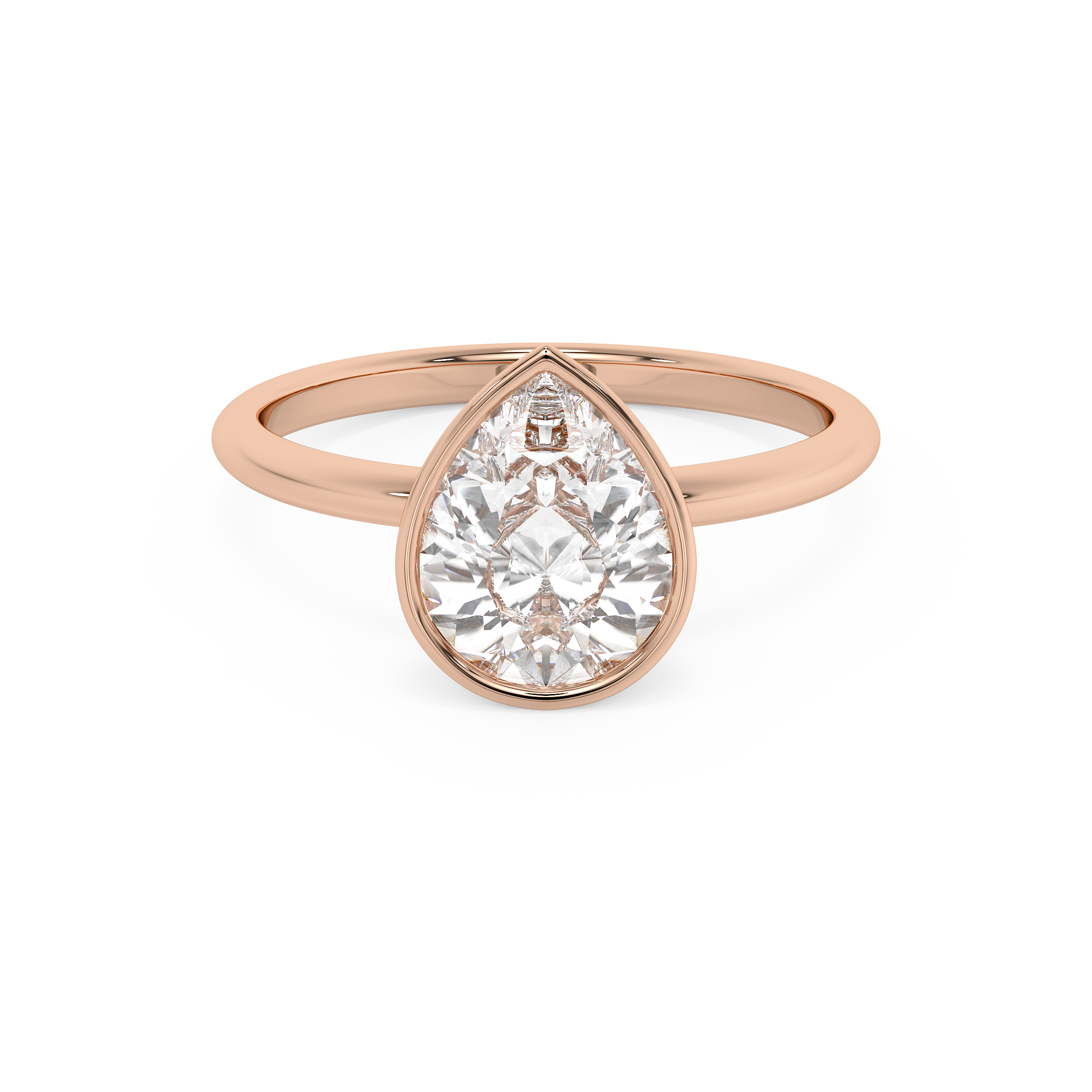 Pear Full Bezel Lab Grown Diamond Engagement Ring