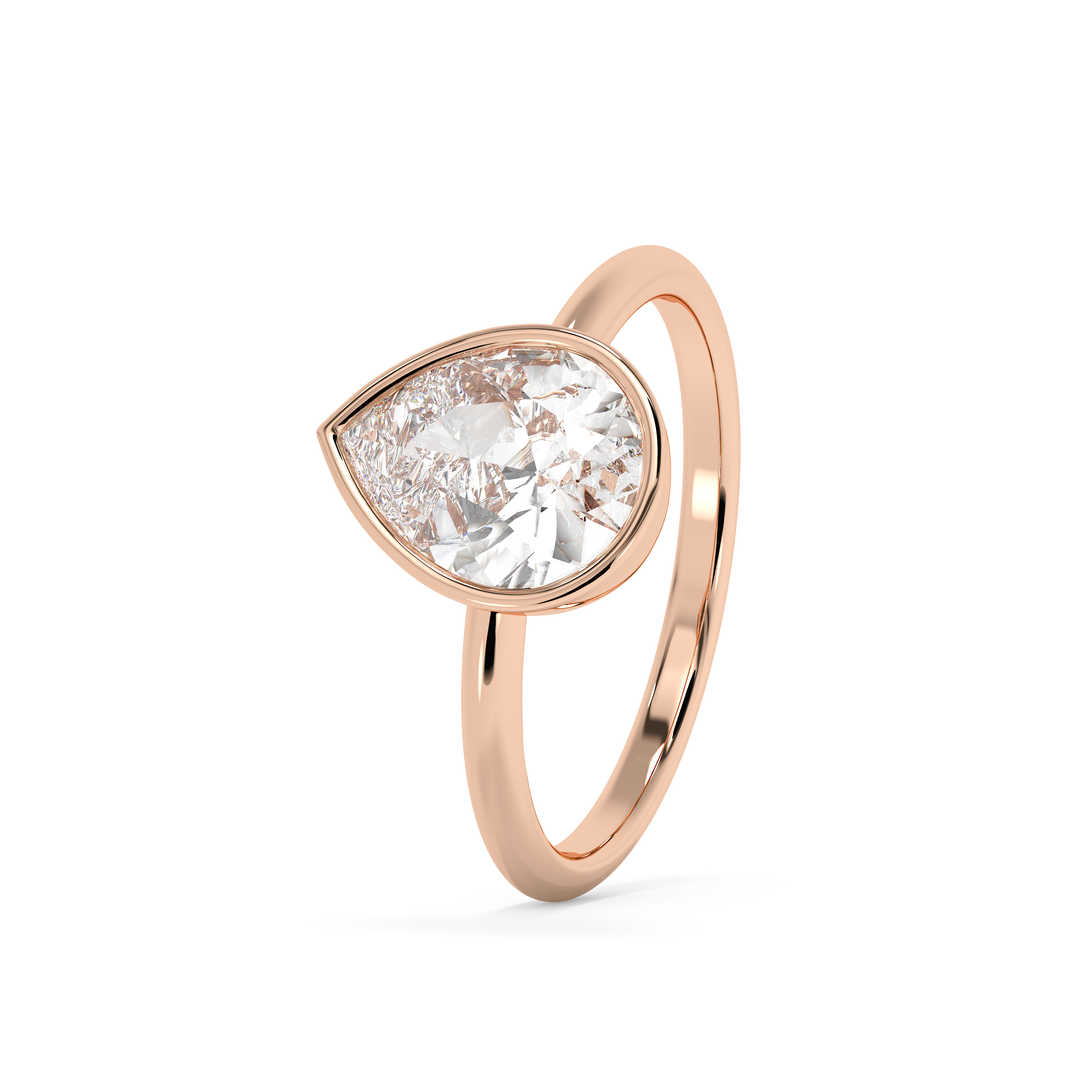 Pear Full Bezel Lab Grown Diamond Engagement Ring