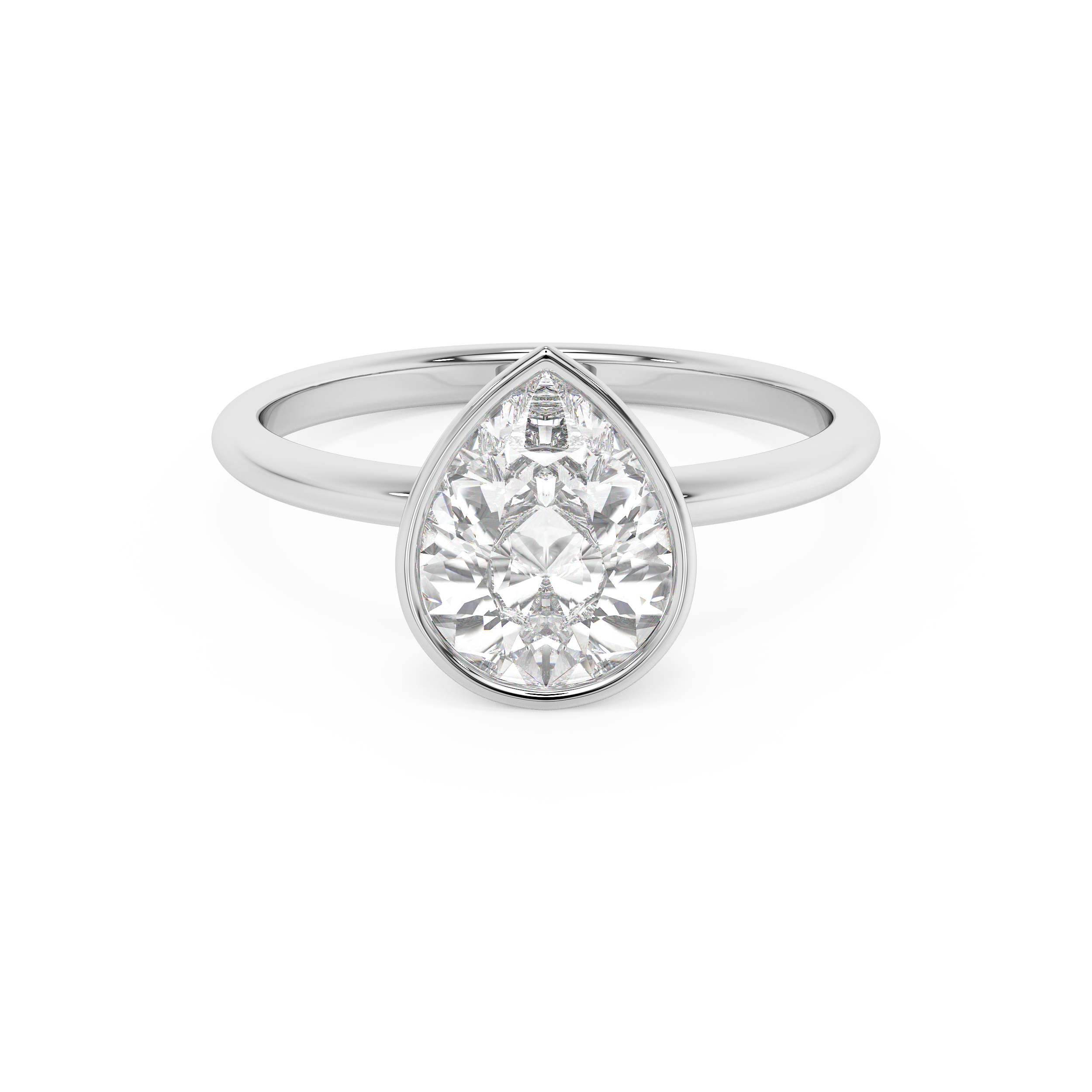 Pear Full Bezel Lab Grown Diamond Engagement Ring