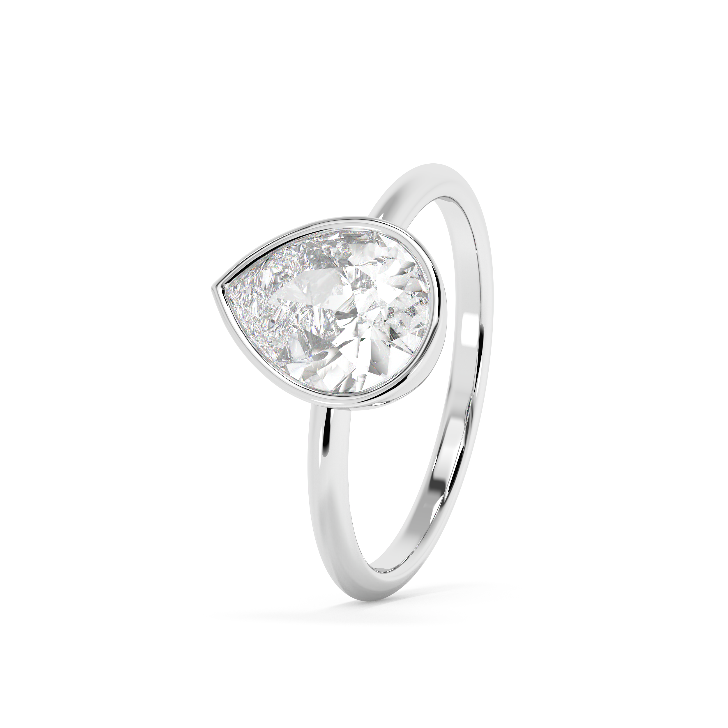 Pear Full Bezel Lab Grown Diamond Engagement Ring